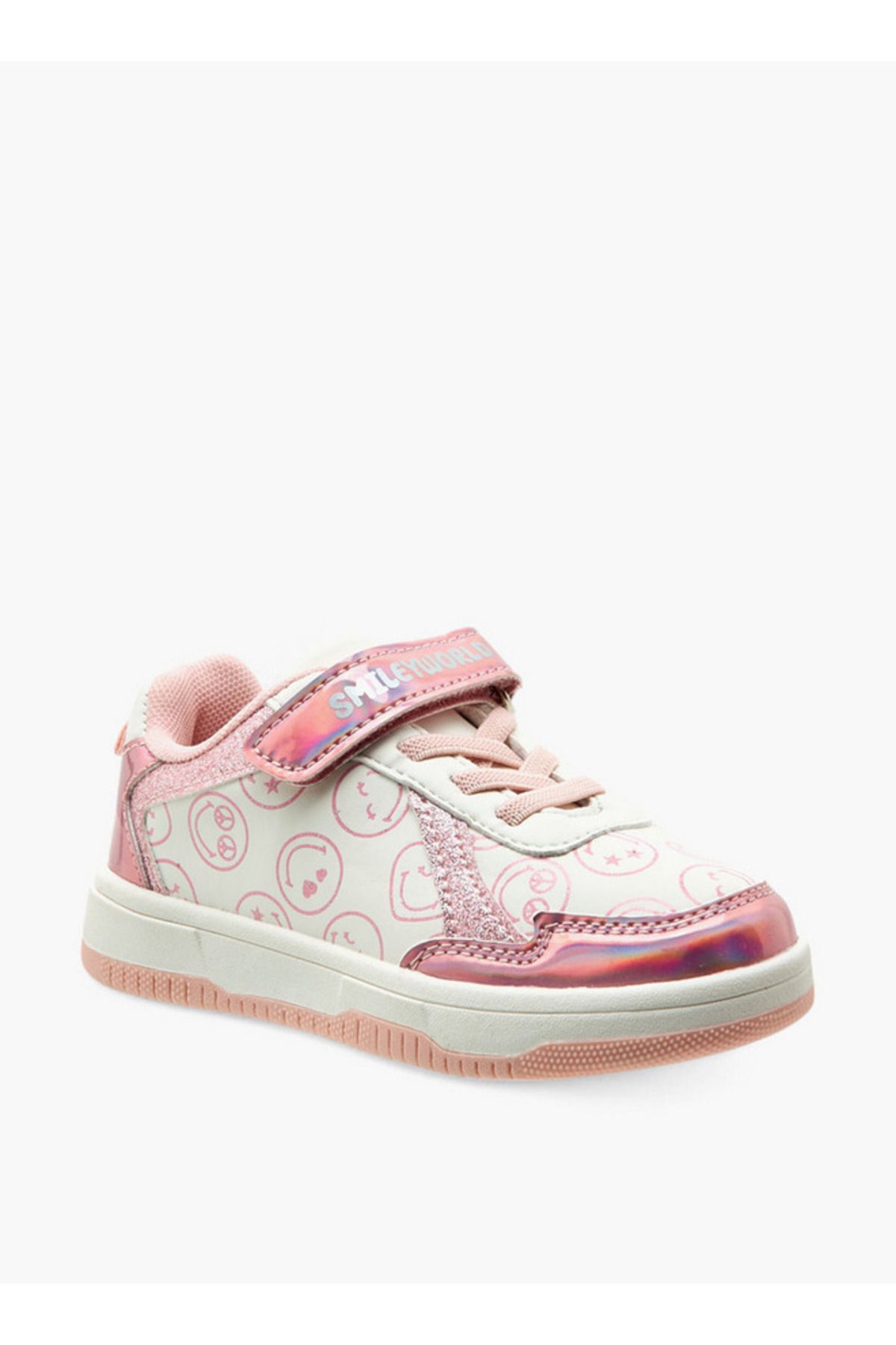 SMILEY-SmileyWorld Logo Print Sneakers with Hook and Loop Closure 2