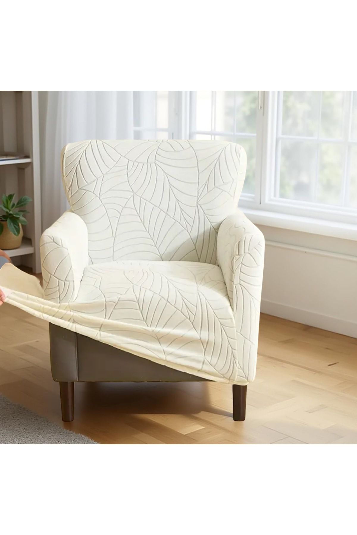 uzhanem-3+3+1+1 Set de huse de scaun jacquard elastice, elastice, lavabile, flexibile – husă de scaun cu model de frunze 2