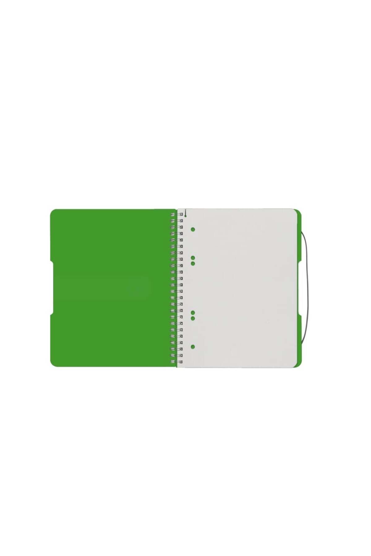 Herlitz-Caiet spiralat EOTG A5, culoare verde, material PP, 80 de coli, format grilă, bandă elastică 2