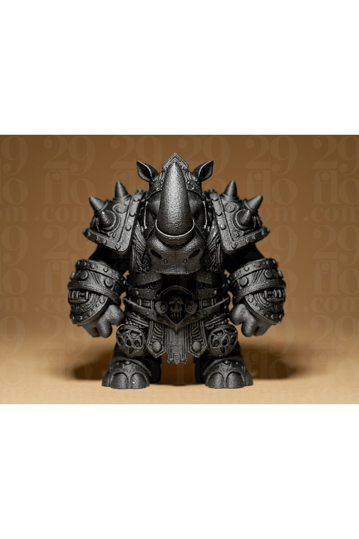 12 cm Boyutunda 3D Baskı Gergedan Savaşçı Figürü - Masaüstü Dekor