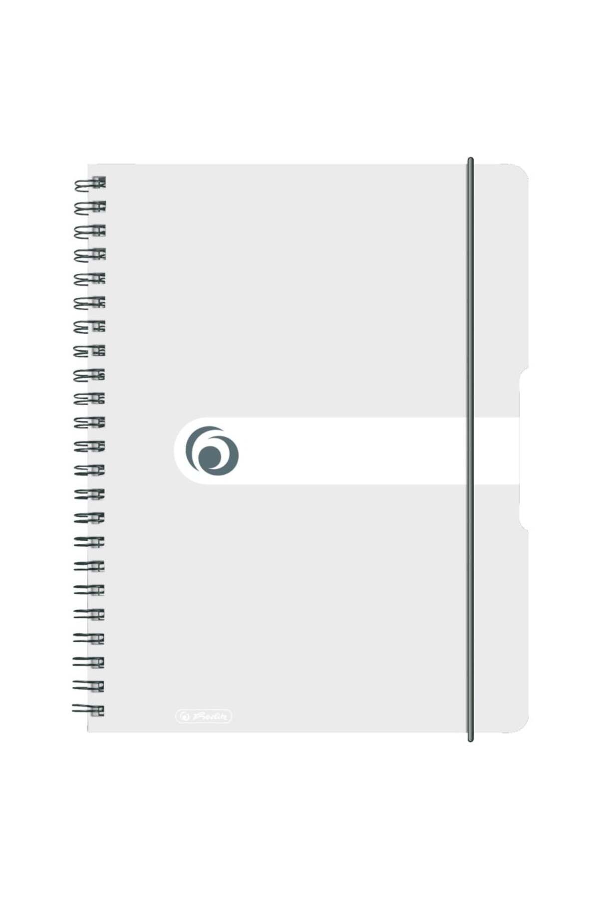 Herlitz-Caiet spiralat EOTG A4, culoare transparentă, material PP, 80 de coli, format grilă, bandă elastică 1