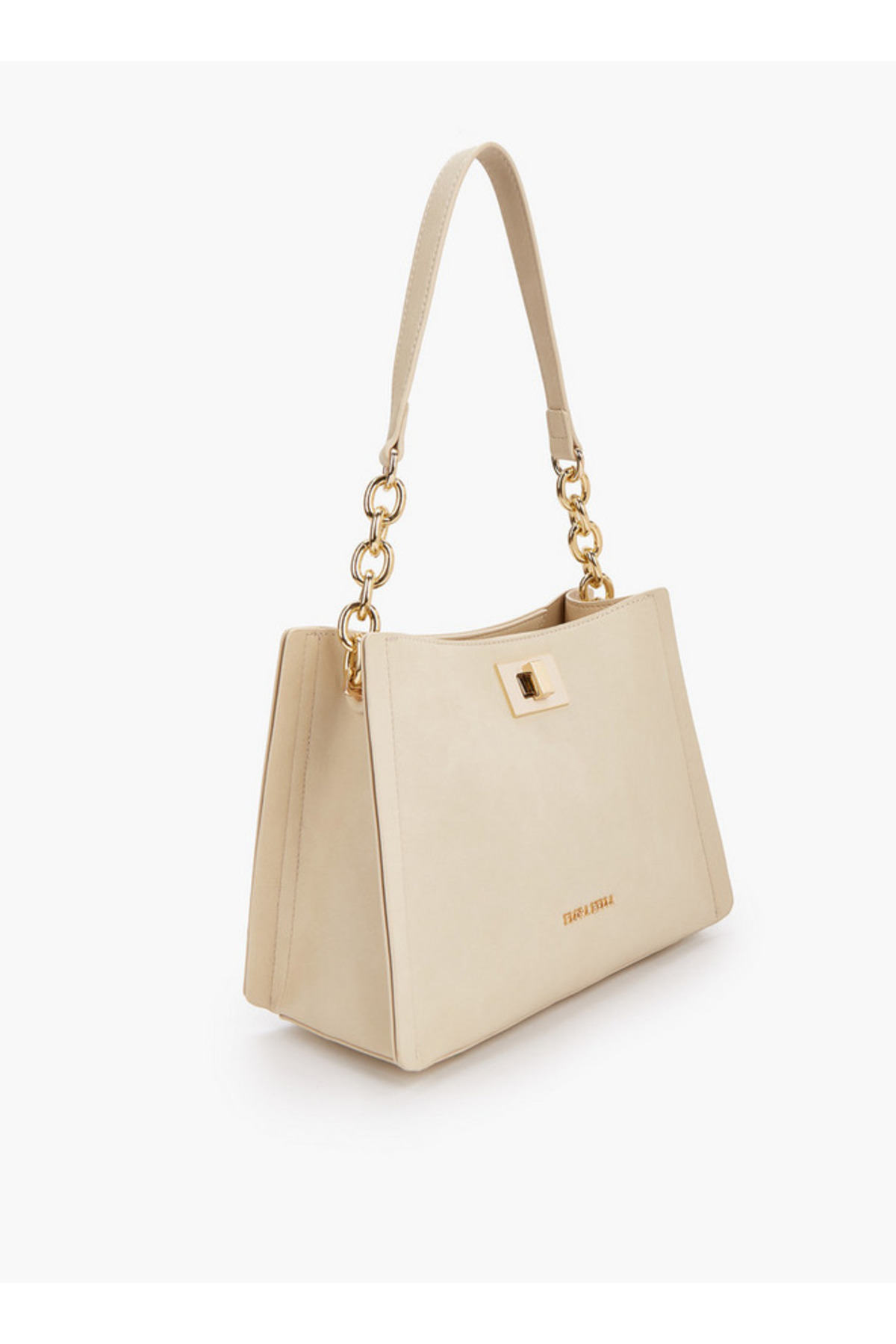 Flora Bella by Shoexpress-Solid Tote Bag with Chain Accented Handle and Zip Closure - W 25.5 x H 20 x D 10.5 cm 3