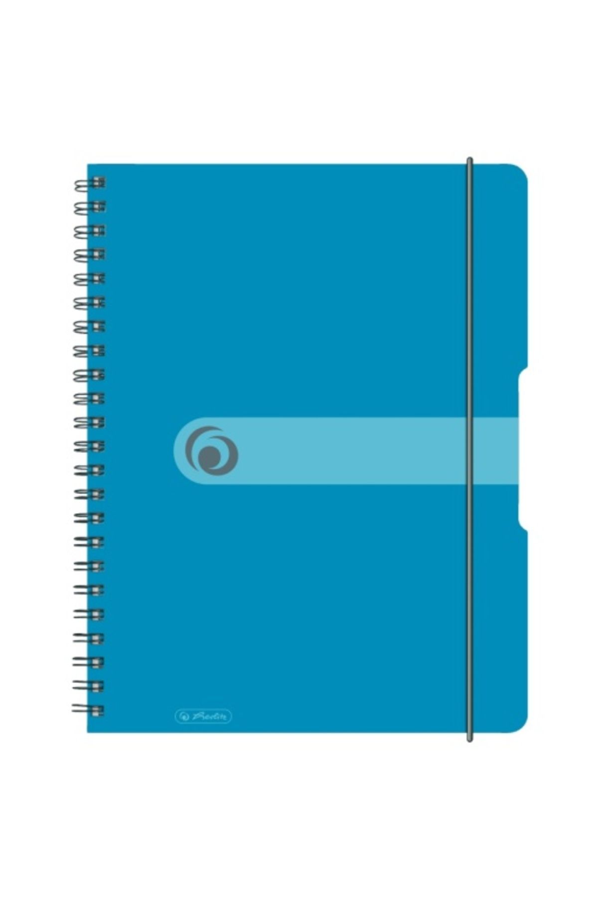 Herlitz-Caiet spiralat EOTG A4, culoare albastru transparent, material PP, 80 de coli, format grilă, bandă elastică 1