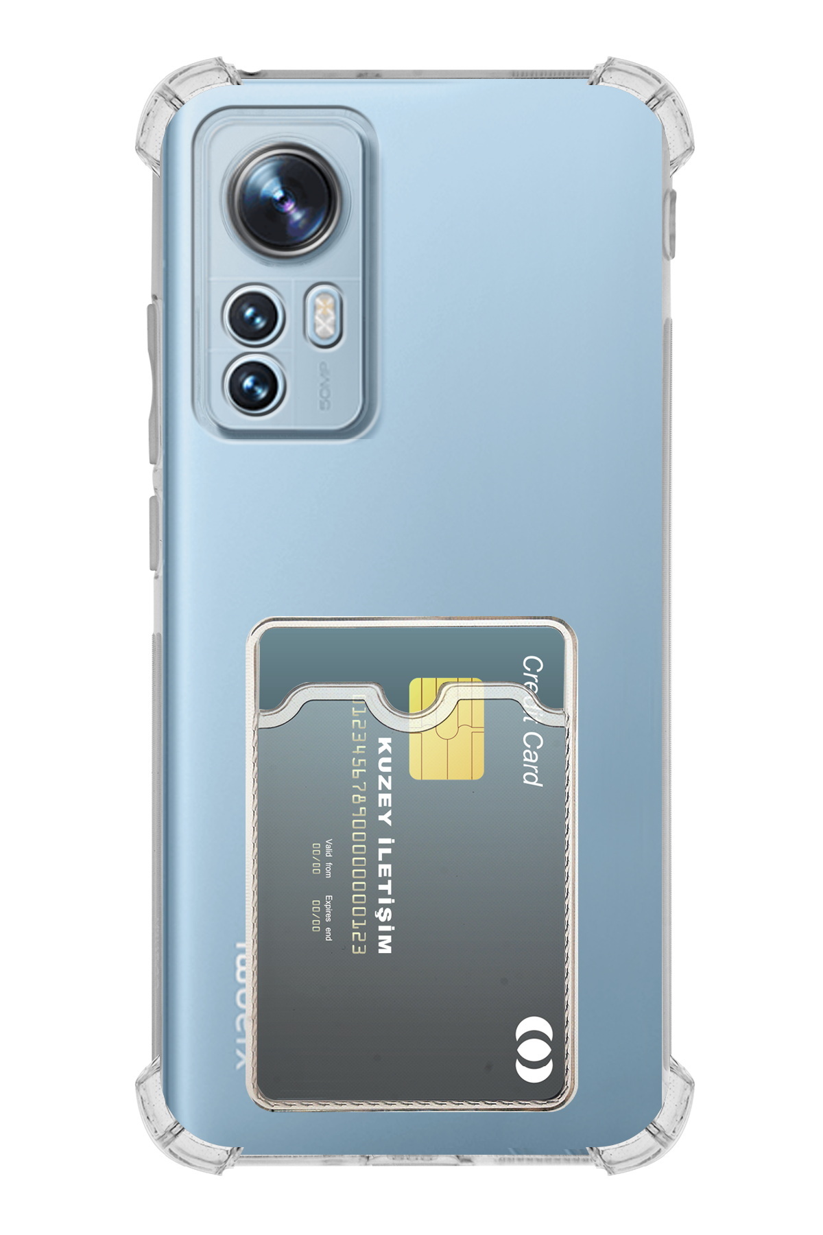 Xiaomi Redmi Note 12s Kapak ile Uyumlu Kartlıklı Darbe Emici Özellikli Şeffaf Silikon Kılıf