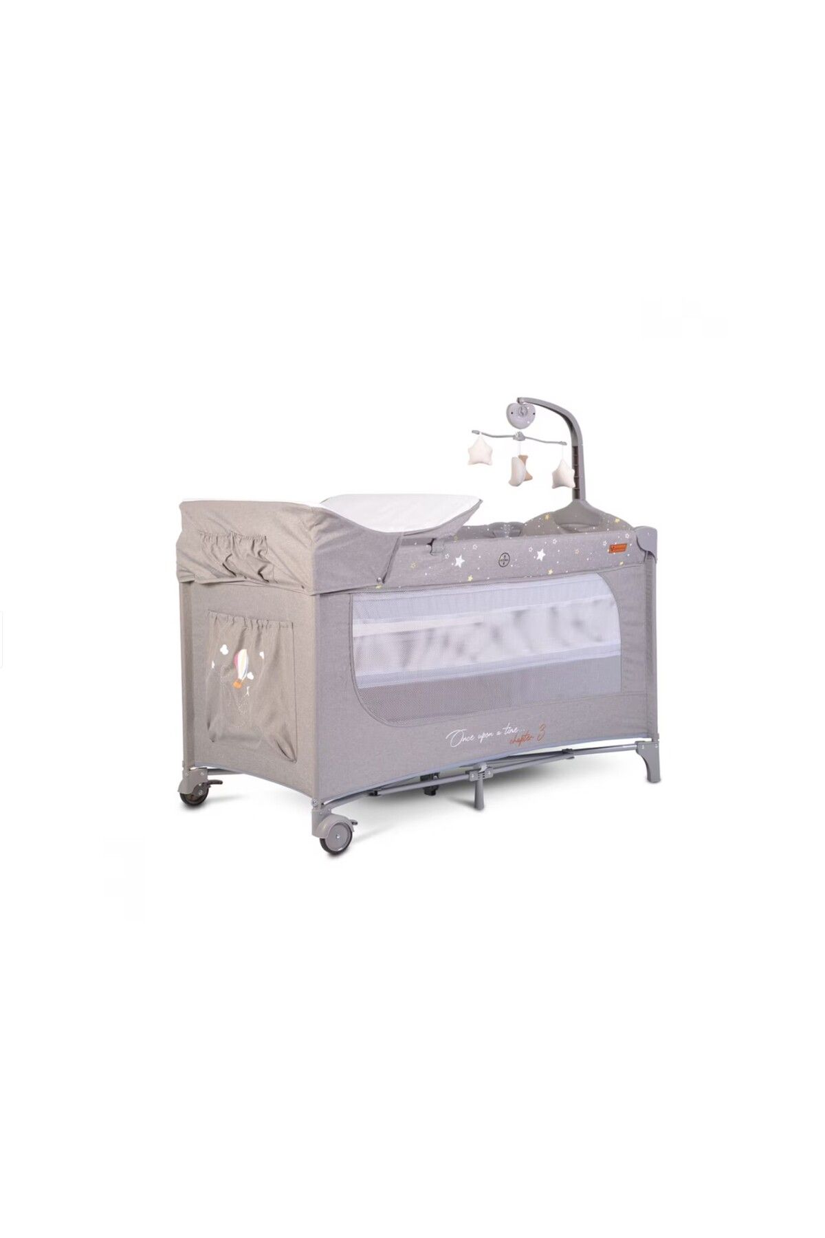 Cangaroo-Folding crib with 2 levels, changing table and carousel Once upon a time L3 Grey 6