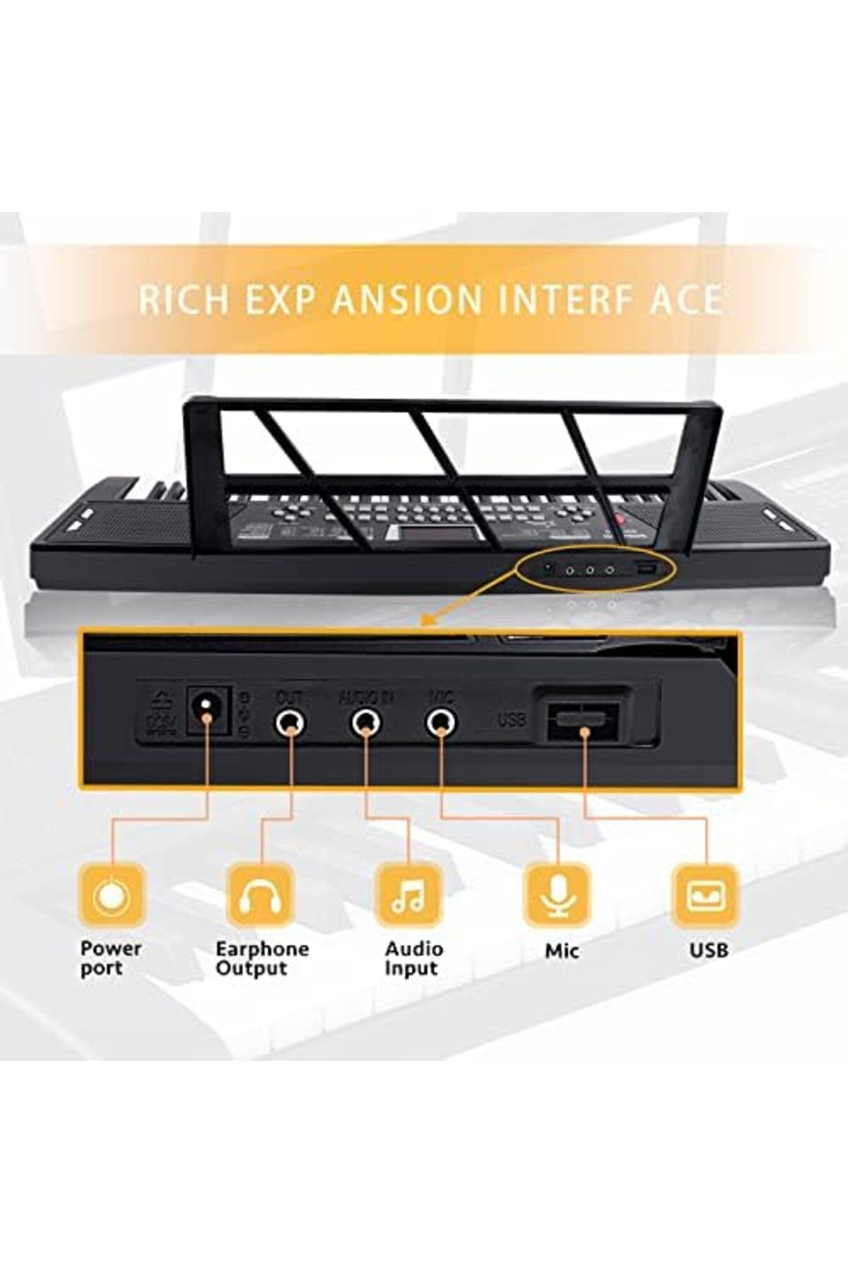 N2Y-UIOTYO 61 Keys Piano Keyboard, Keyboard Piano for Beginners, Portable Piano Keyboard with Built-in D 6