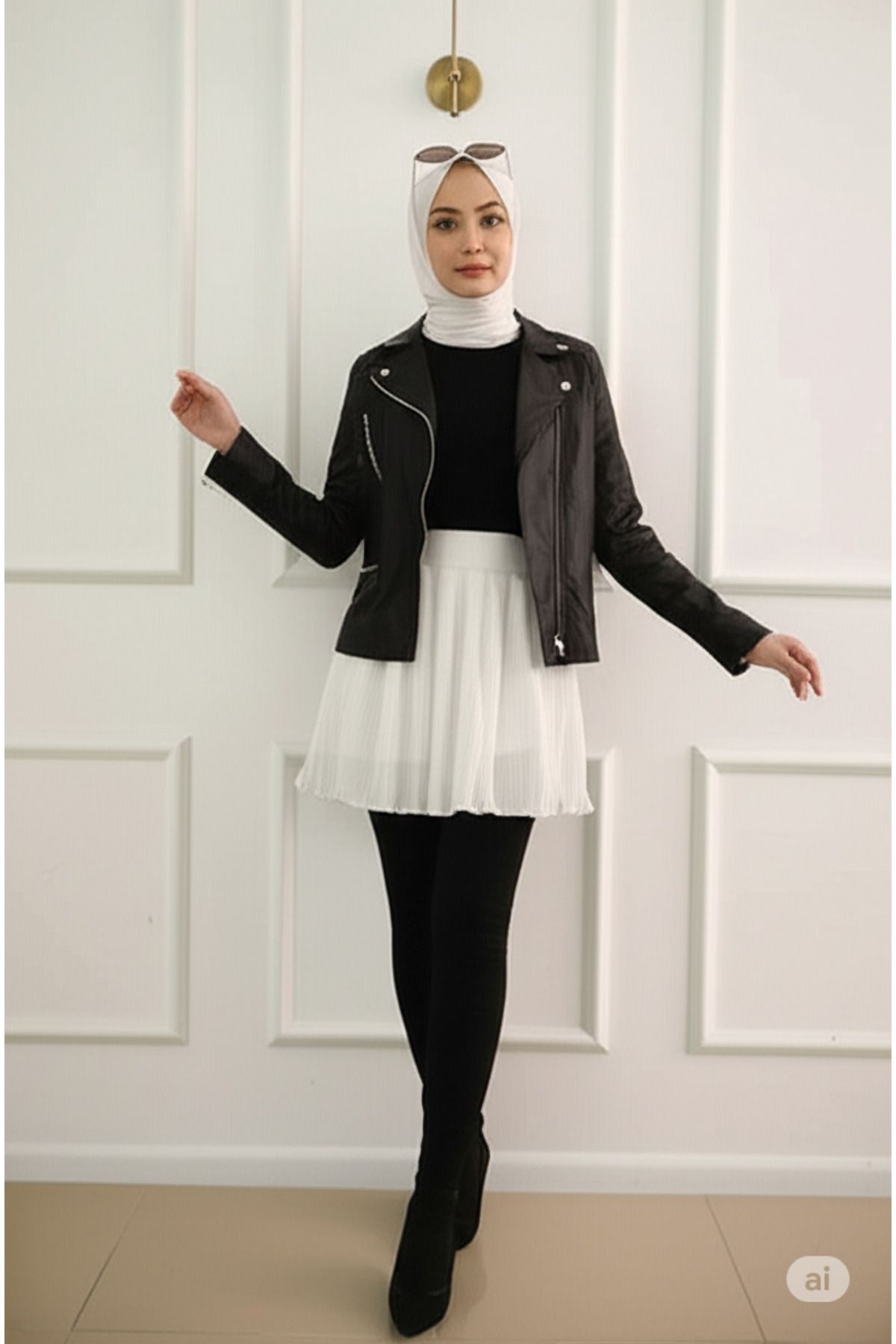 Modabenna-Ecru Femei Elastic Plisat Femei Mini Fusta Lenjerie de corp Căptușeală Plisată 3