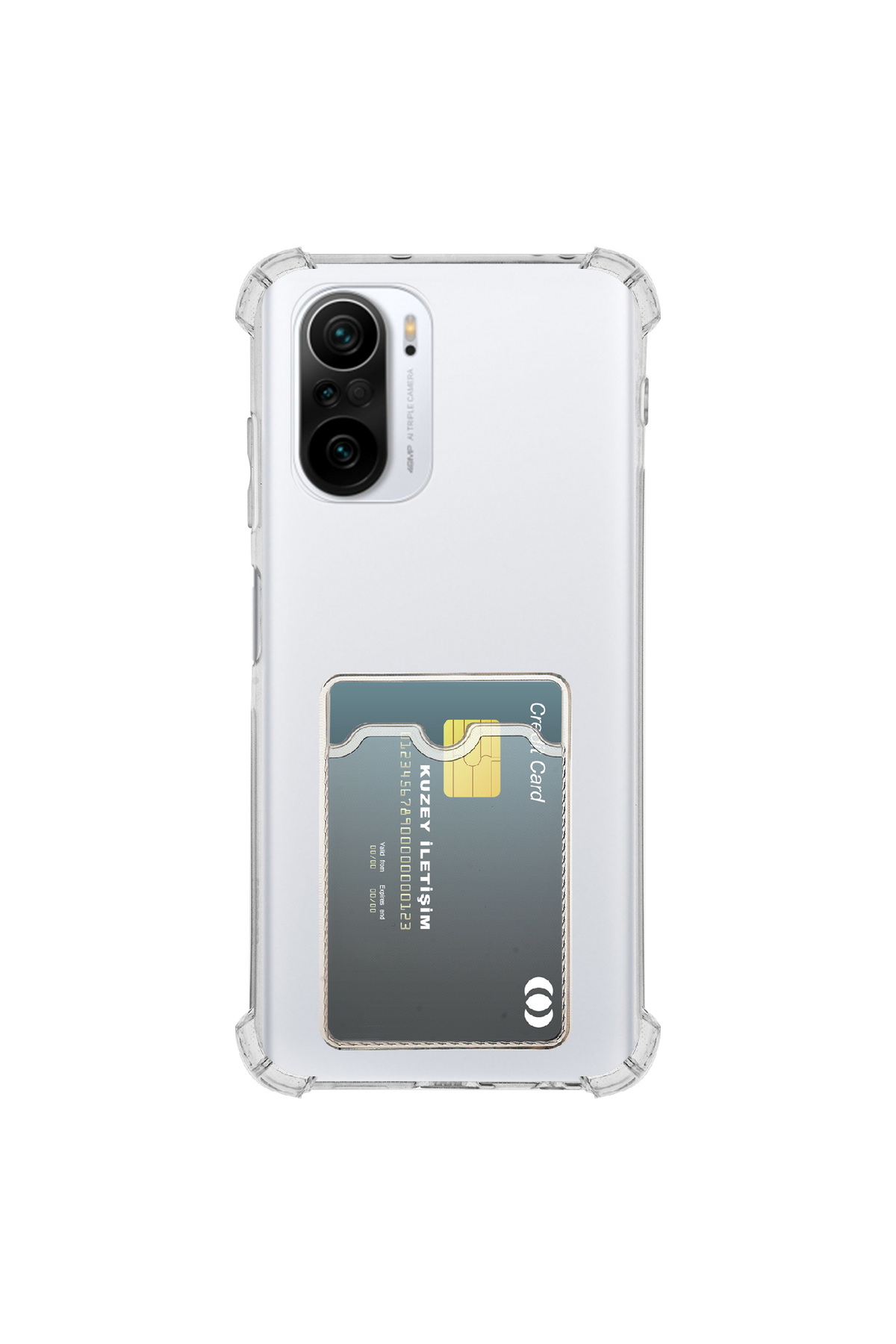 Xiaomi Poco F3 Kapak ile Uyumlu Kamera Korumalı Kartlıklı Darbe Emici Özellikli Şeffaf Silikon Kılıf
