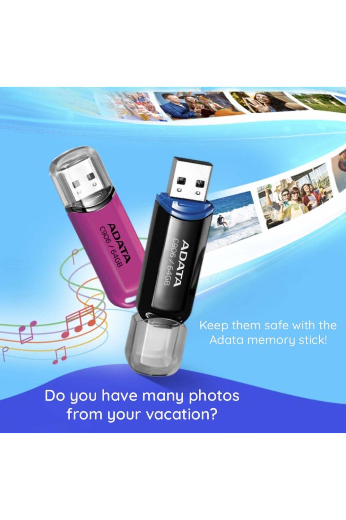 Adata-Stick USB AC906 64G, USB 2.0, Compact și Fiabil, Albastru 5