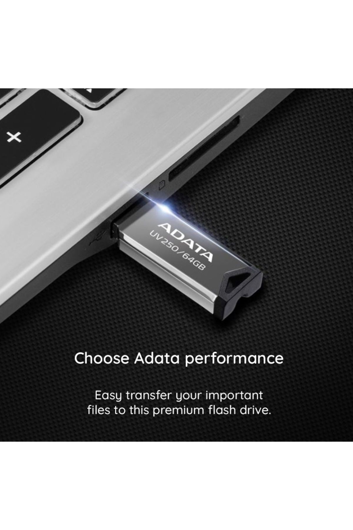 Adata-UV250 USB Stick, 64G, USB 2.0, Metallic Design, Grey 6