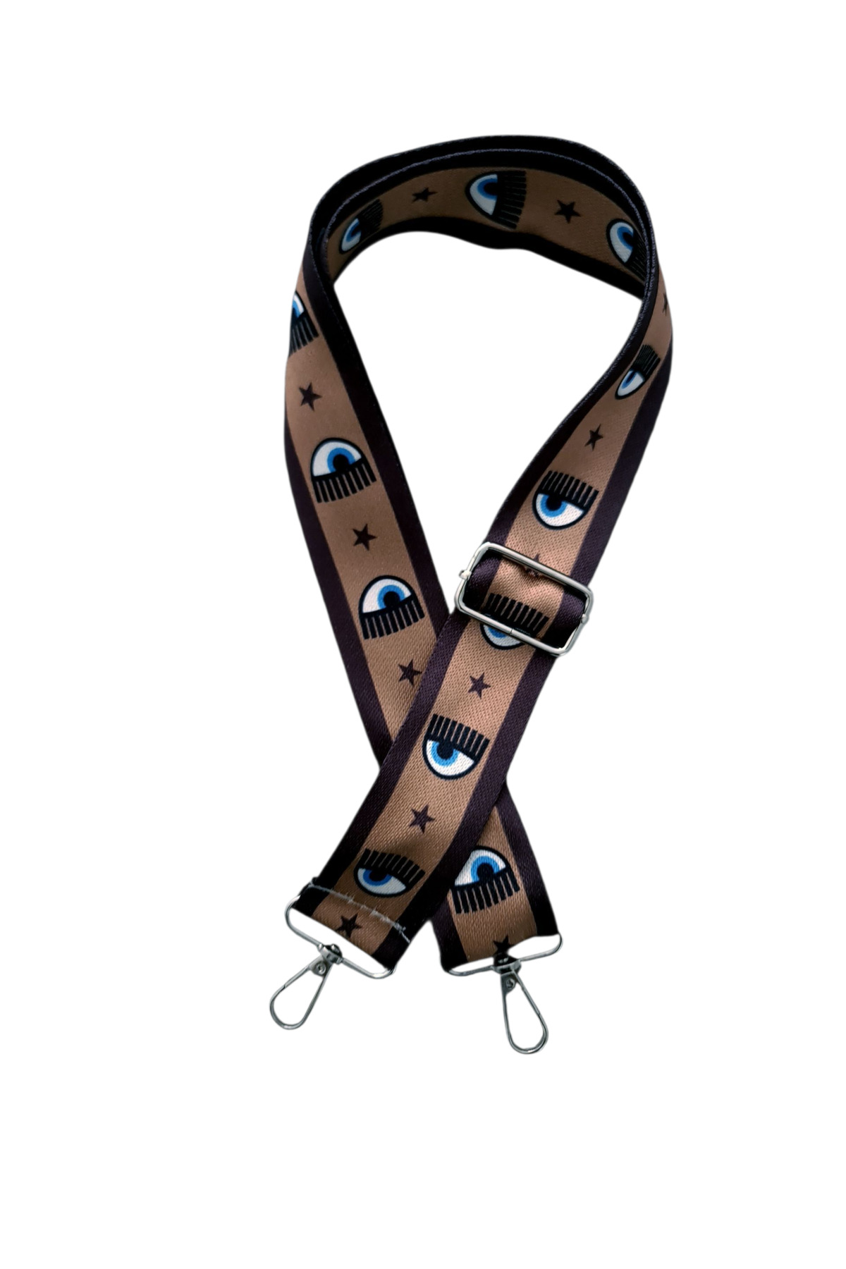 Polyester Column Adjustable Bag and Phone Strap Silver Metal Accessory 120 CM BROWN EYE