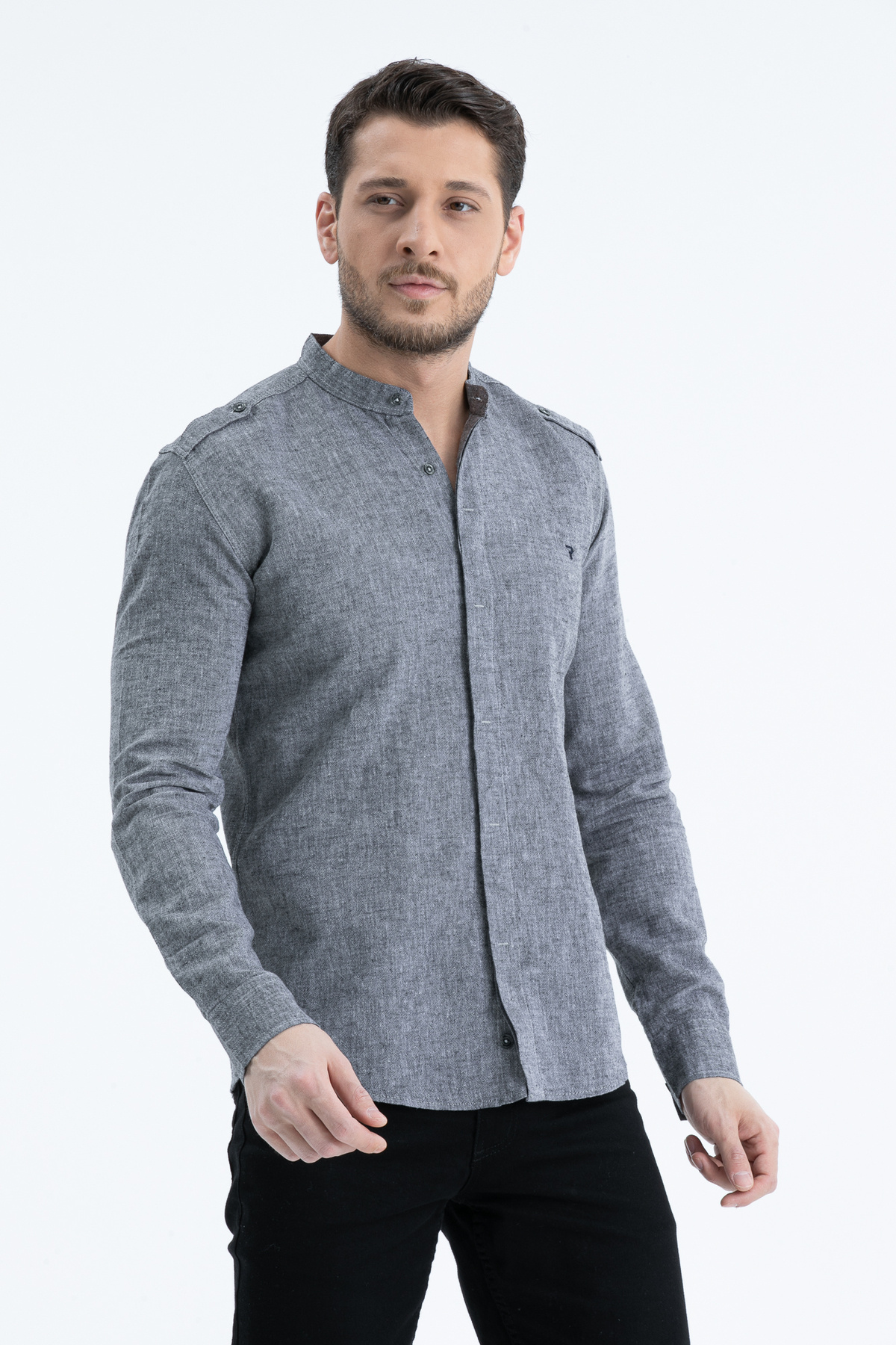 Klothy  Erkek Hakim Yaka Keten Gömlek 2514 - Görsel 5