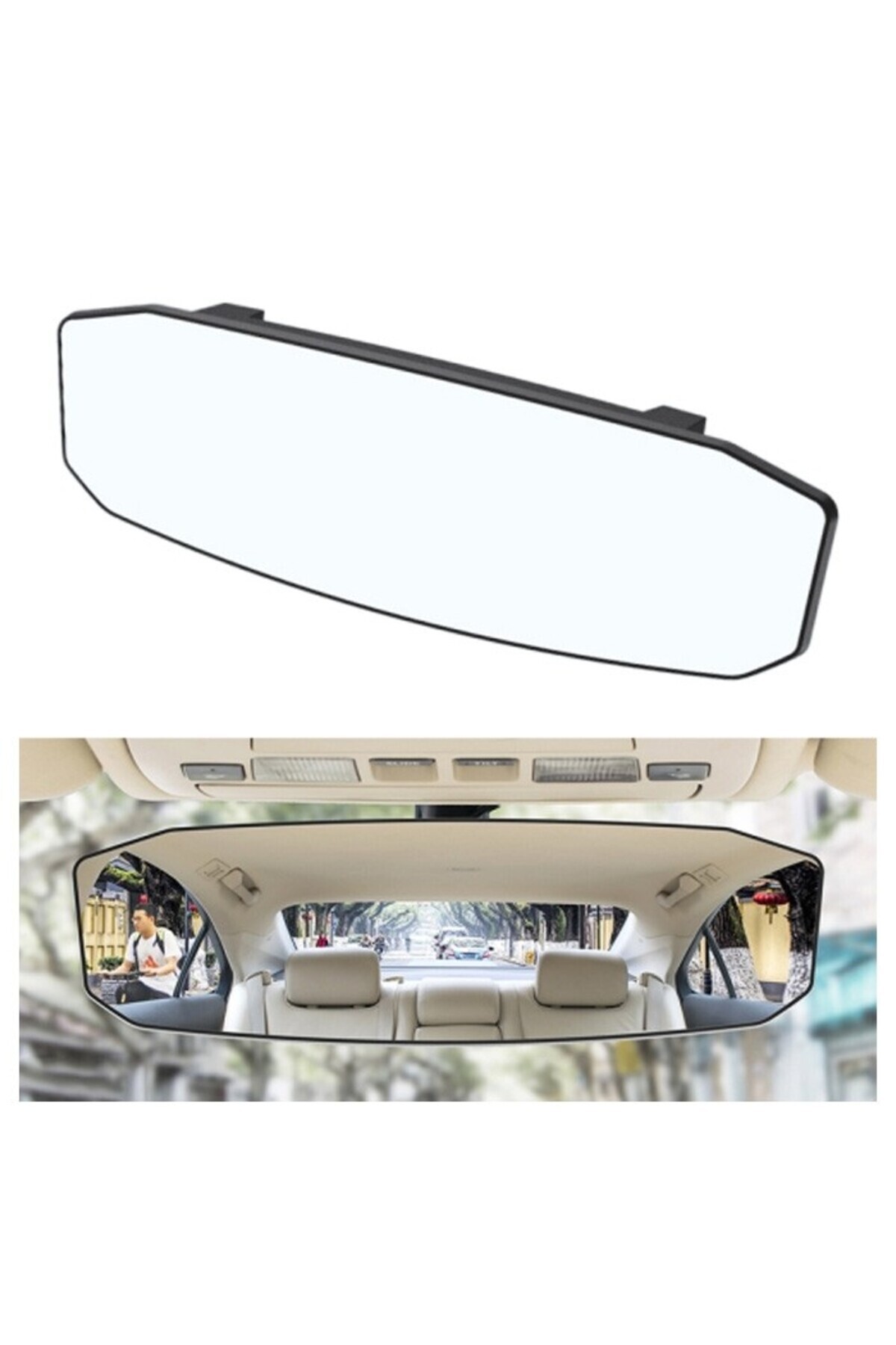 Ally SD-2415 Kavisli Dışbükey Geniş Açılı Araç Dikiz Aynası 299x90mm SIYAH