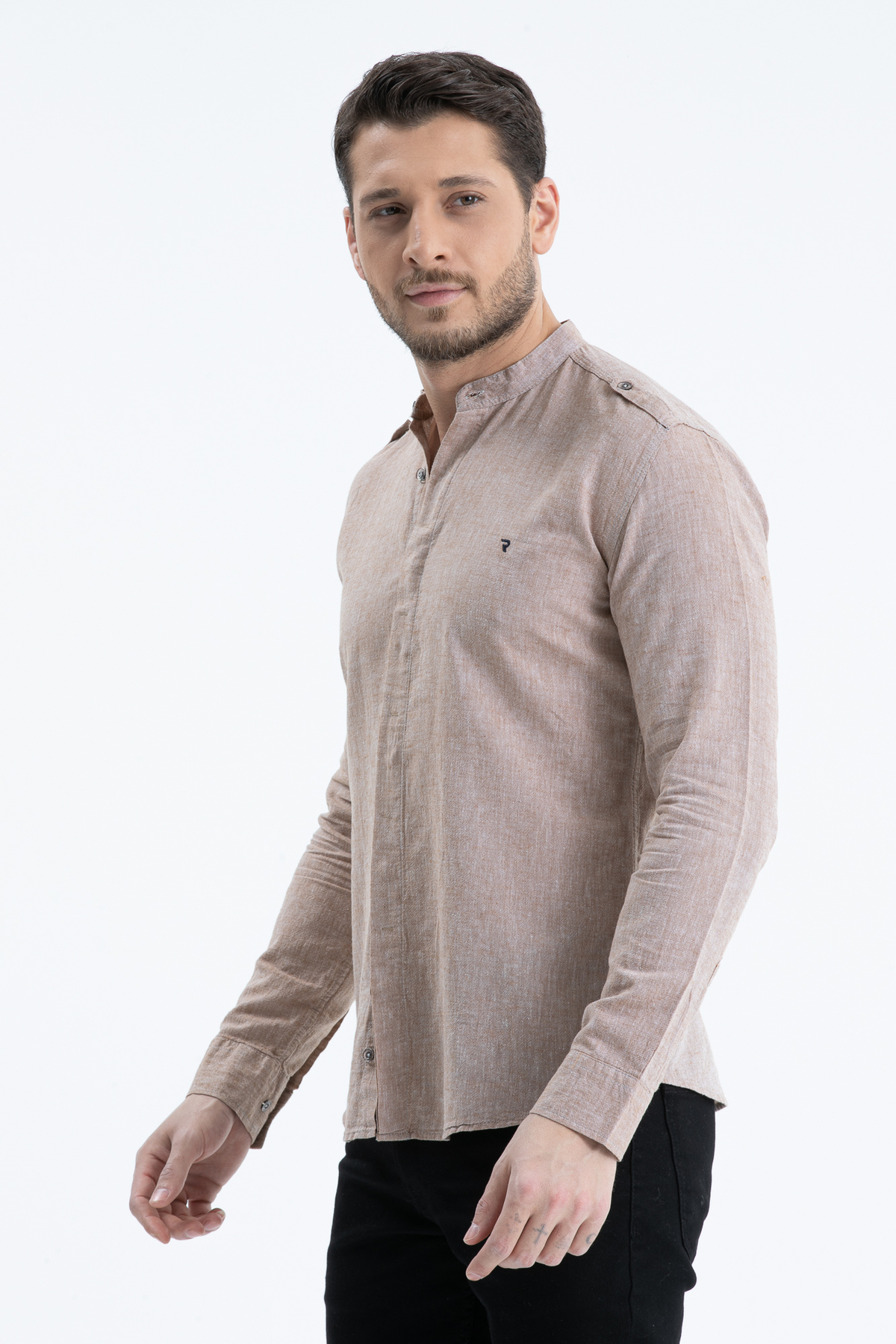 Klothy  Erkek Hakim Yaka Keten Gömlek 2514 - Görsel 4