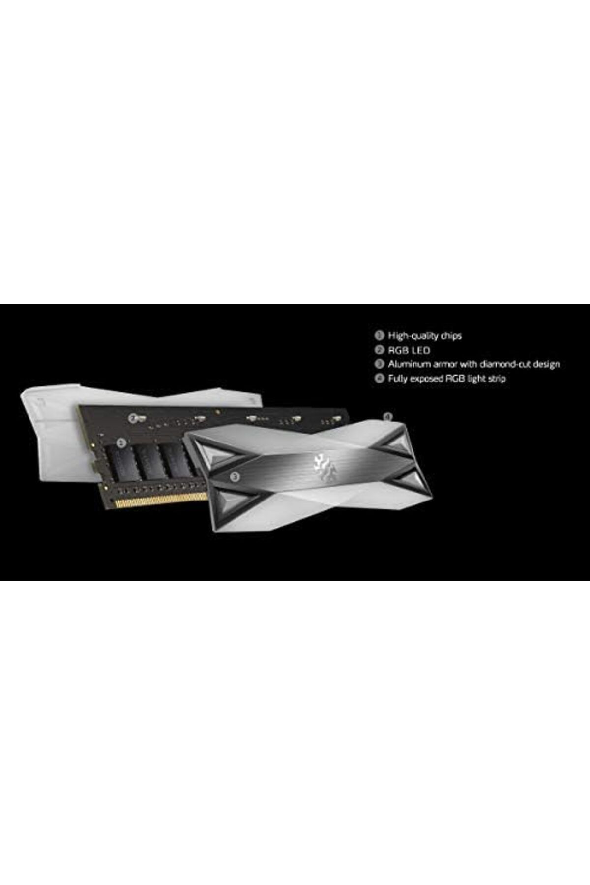 XPG-Desktop Computer Memory DDR4 D60G 16GB 2x8 with RGB Lighting 3600MHz PC4-28800 CL18-22-22 7
