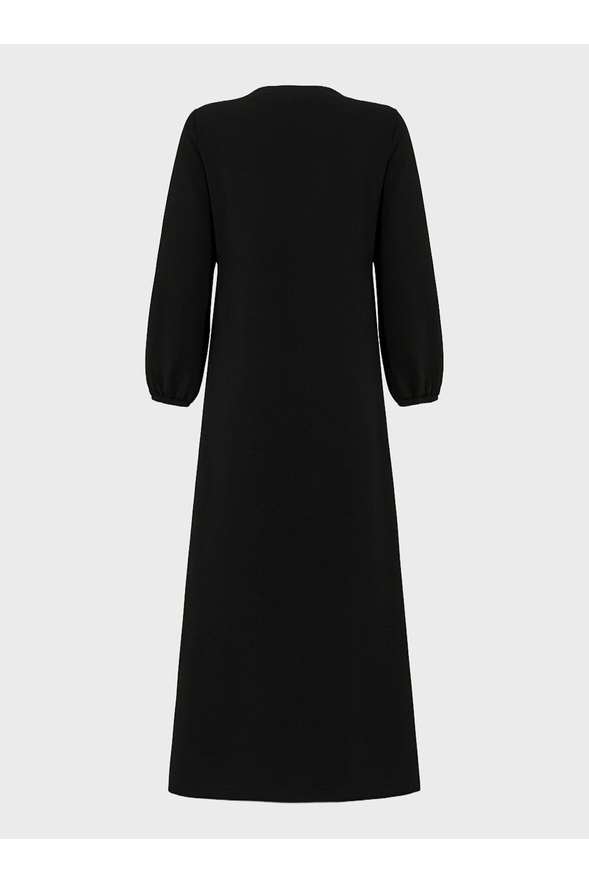 ALİA-Rochie Plus Size Button Thru cu talie elastică - Negru - Alia 2