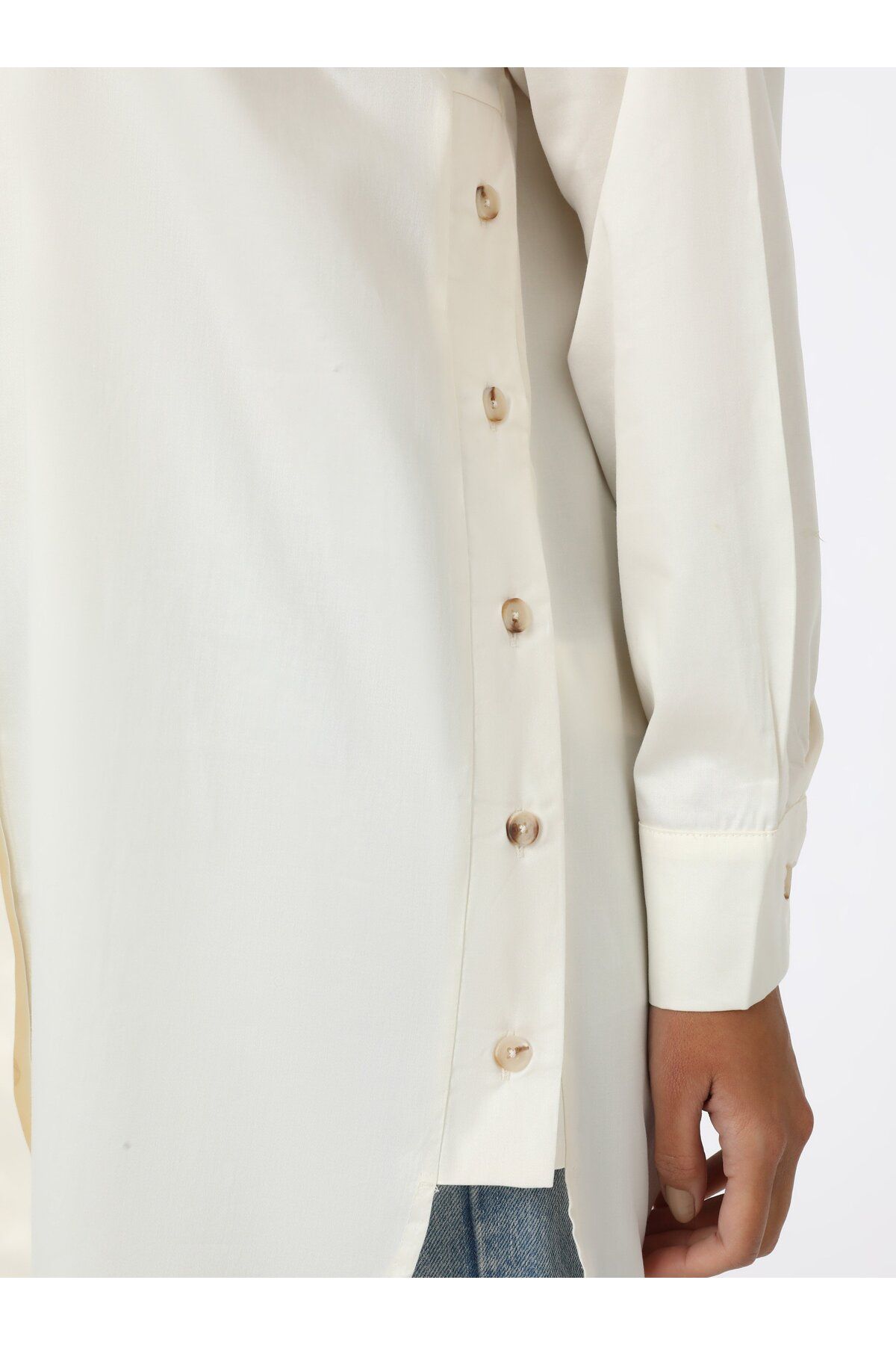 Refka-Button Detailed Poplin Tunic - Ecru - 6