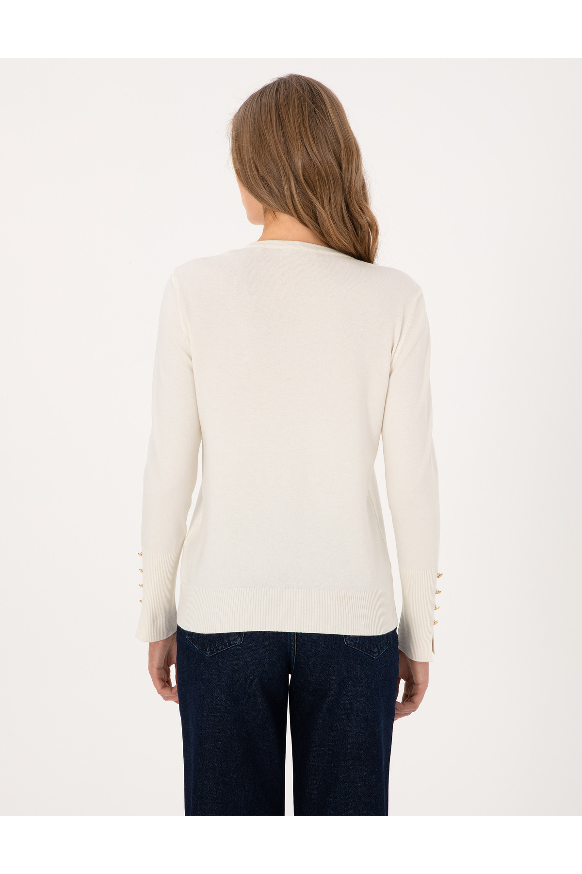 Pierre Cardin  Ekru Slim Fit Bisiklet Yaka Basic Kazak 50310735-VR019 - Görsel 5