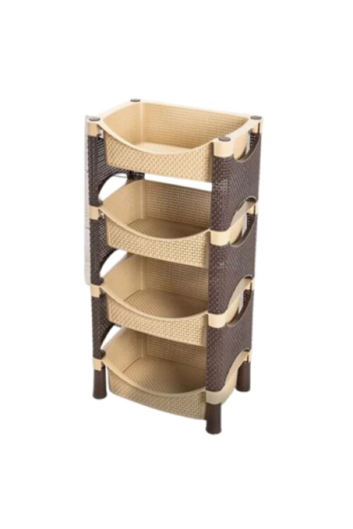 DERAS TEAM Raft pentru depozitare incaltaminte cu 4 etajere, culoare maro cu bej