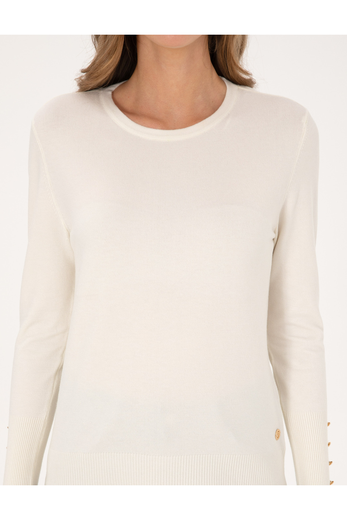 Pierre Cardin  Ekru Slim Fit Bisiklet Yaka Basic Kazak 50310735-VR019 - Görsel 6