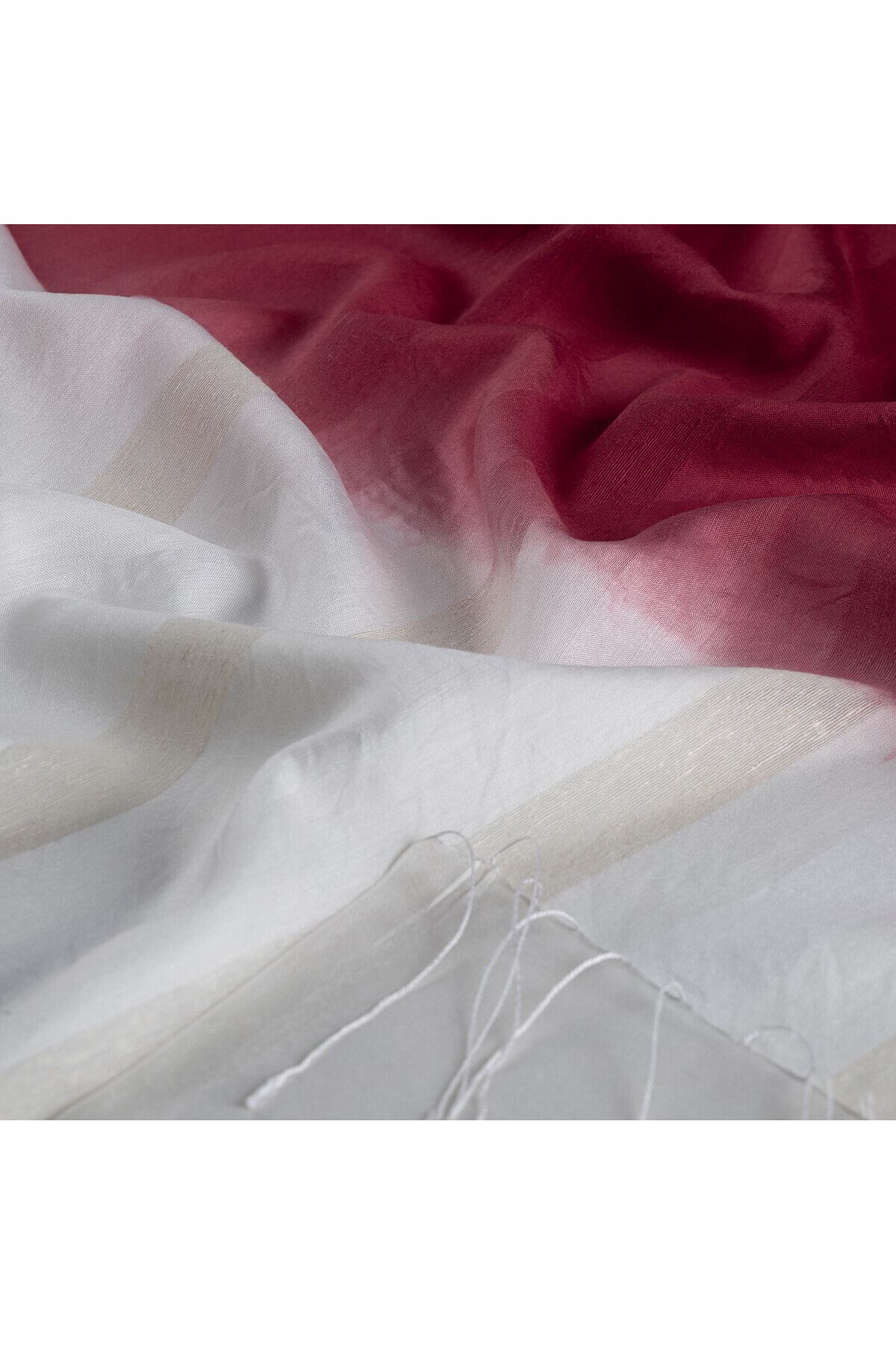 ipekevi-Red White Mono Shutter Gradient Silk Shawl 3
