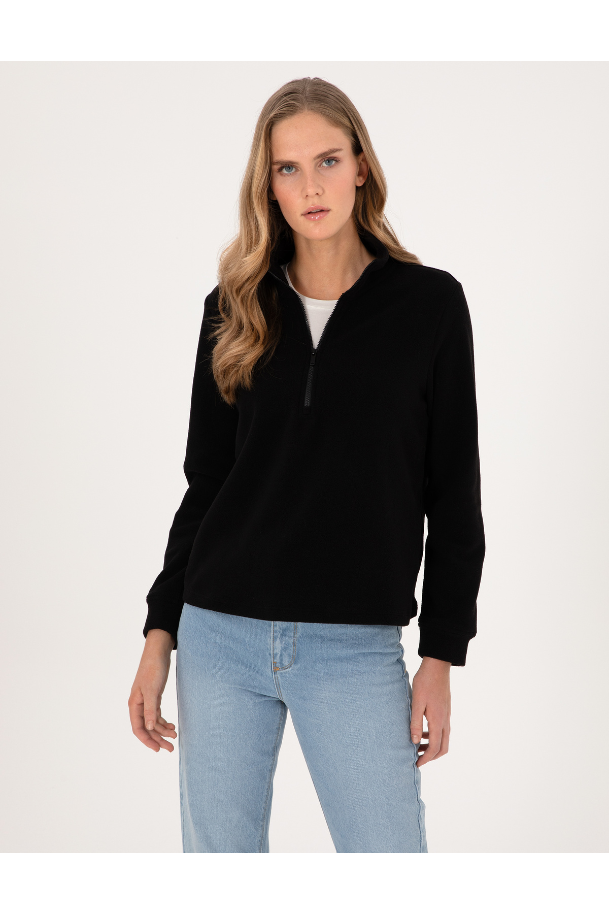 Pierre Cardin  Siyah Comfort Fit Fermuarlı Polar Sweatshirt 50316333-VR046 - Görsel 3