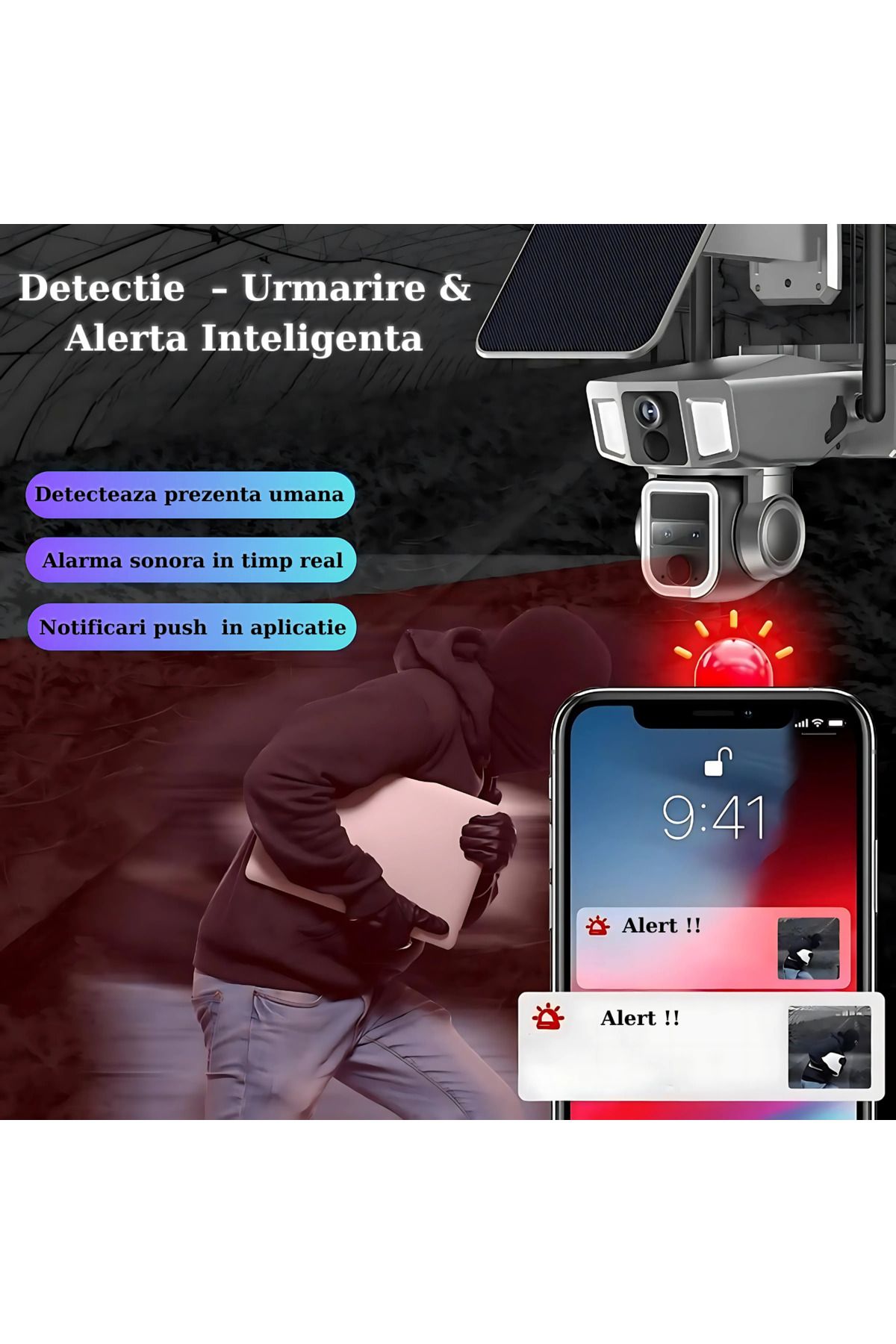 RaSteff-Ultra HD Surveillance Camera, Wi-Fi or 4G SIM Connection, 10X Zoom, Solar Panel, Motion Detection 7