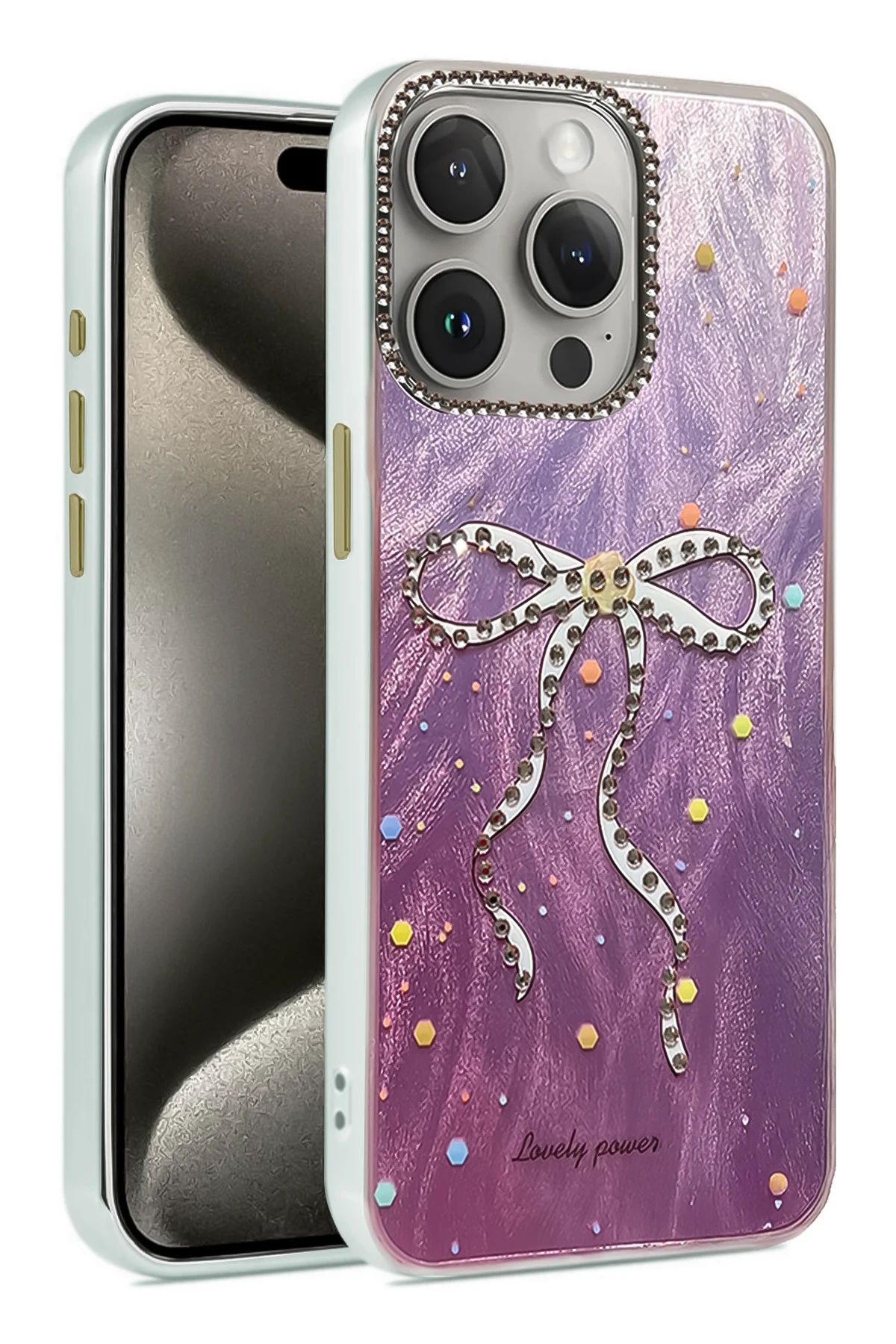 m.tk moveteck-حافظة iPhone 16 Pro Max بإطار كاميرا وخلفية مرصعة بتصميم ثلاثي الأبعاد وغطاء عاكس للون 5