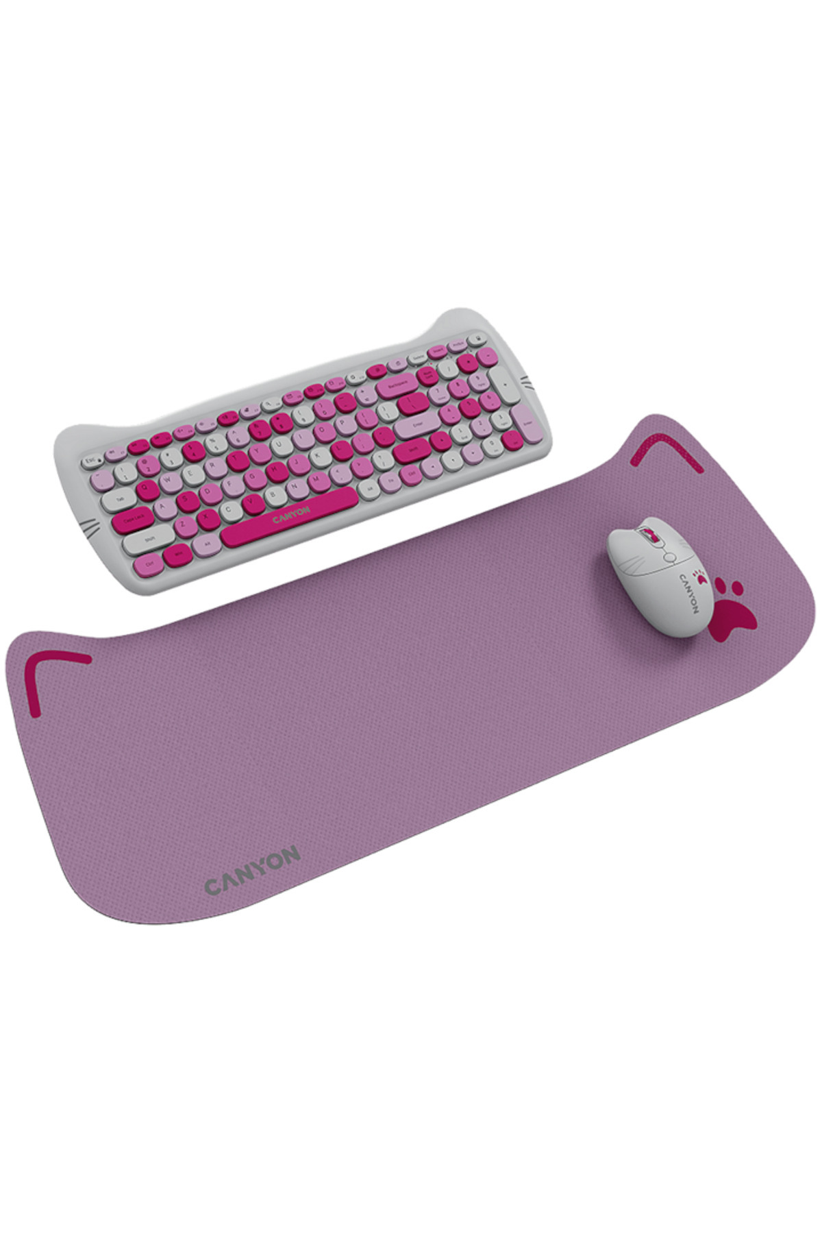 CANYON-Wireless Keyboard and Mouse Set HSET-W6 Kitty Edition, Pink 3