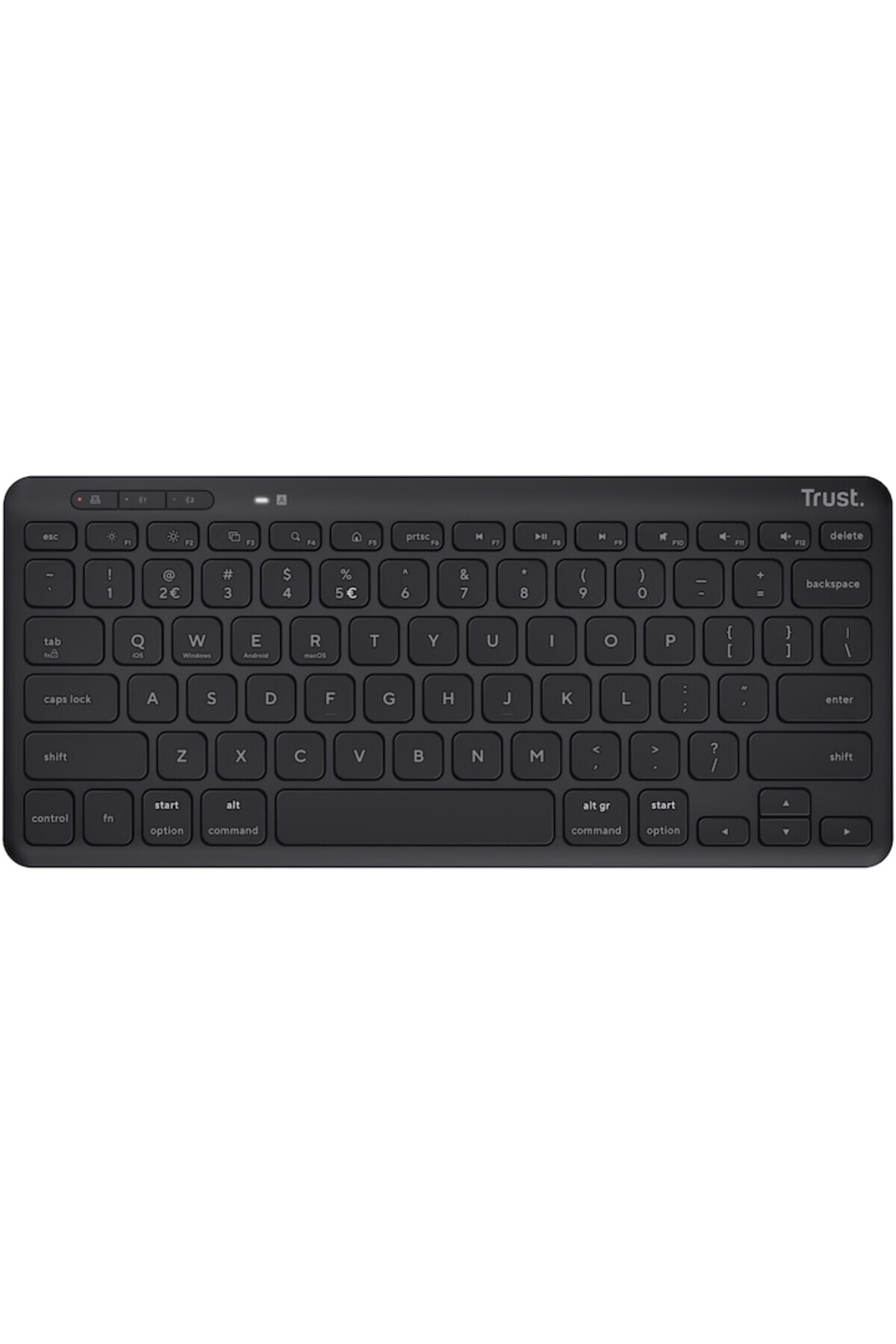 Trust-Compact Wireless/Bluetooth Keyboard, LYRA, Multi-Device, Rechargeable, US Layout, Black 3
