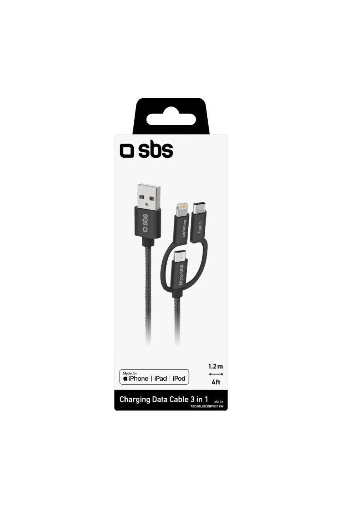 SBS-كابل USB إلى Micro-USB مع محولات Lightning وUSB-C 2