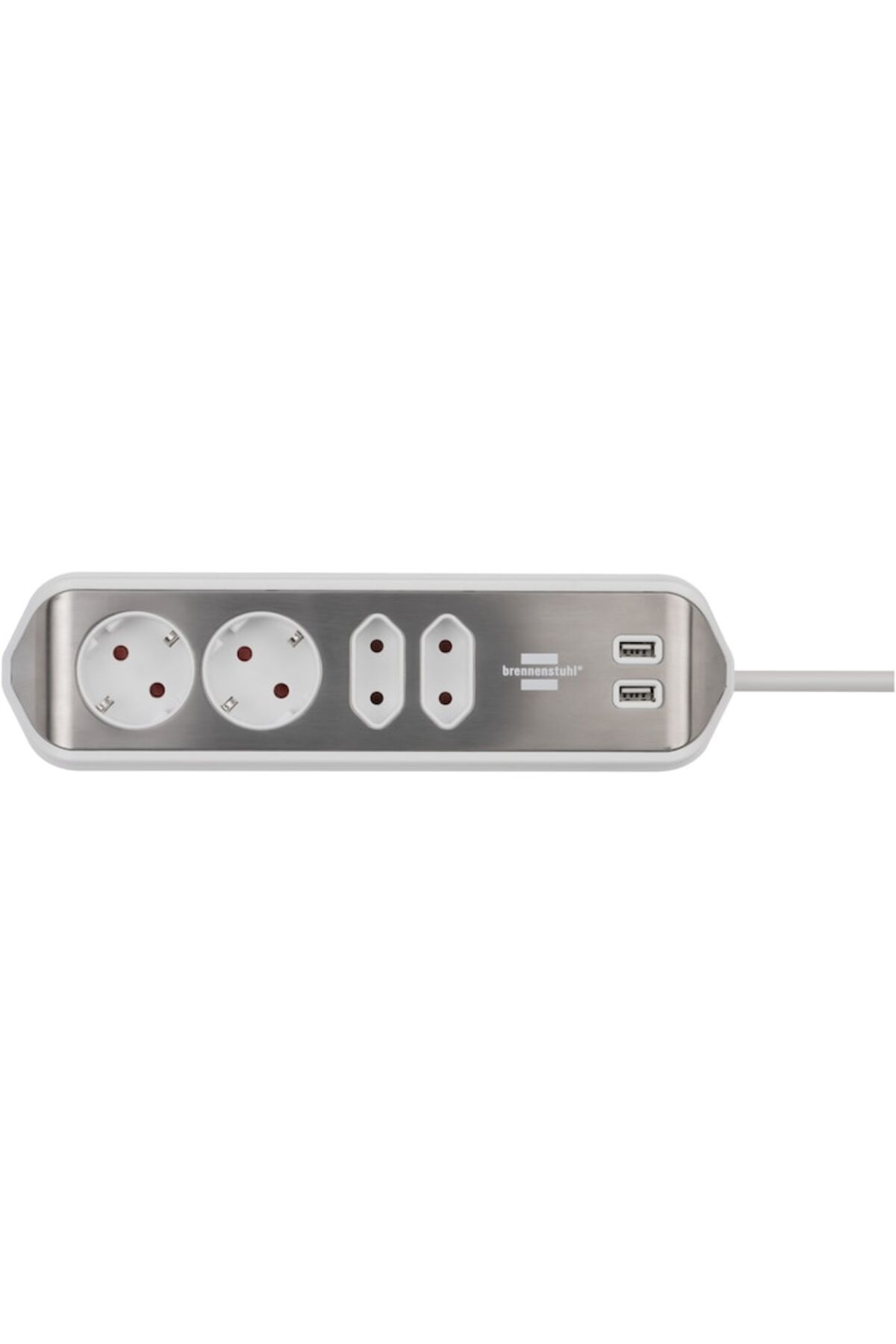 Brennenstuhl-Prelungitor de colț pentru perete Estilo, 4 prize, 2xUSB 3.1 A, H05VV-F 3G1.5, 2m, Argintiu/Alb 2