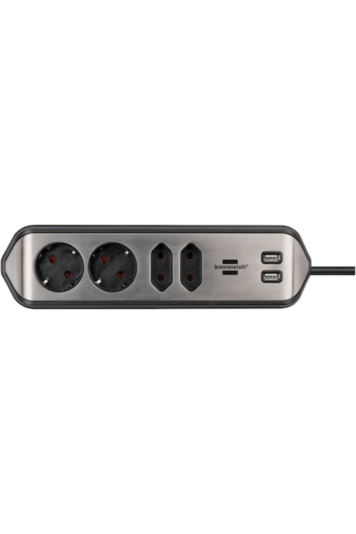 Brennenstuhl-Prelungitor de perete/colț Estilo, 4 prize, 2xUSB 3.1 A, H05VV-F 3G1.5, 2m, argintiu/negru 1