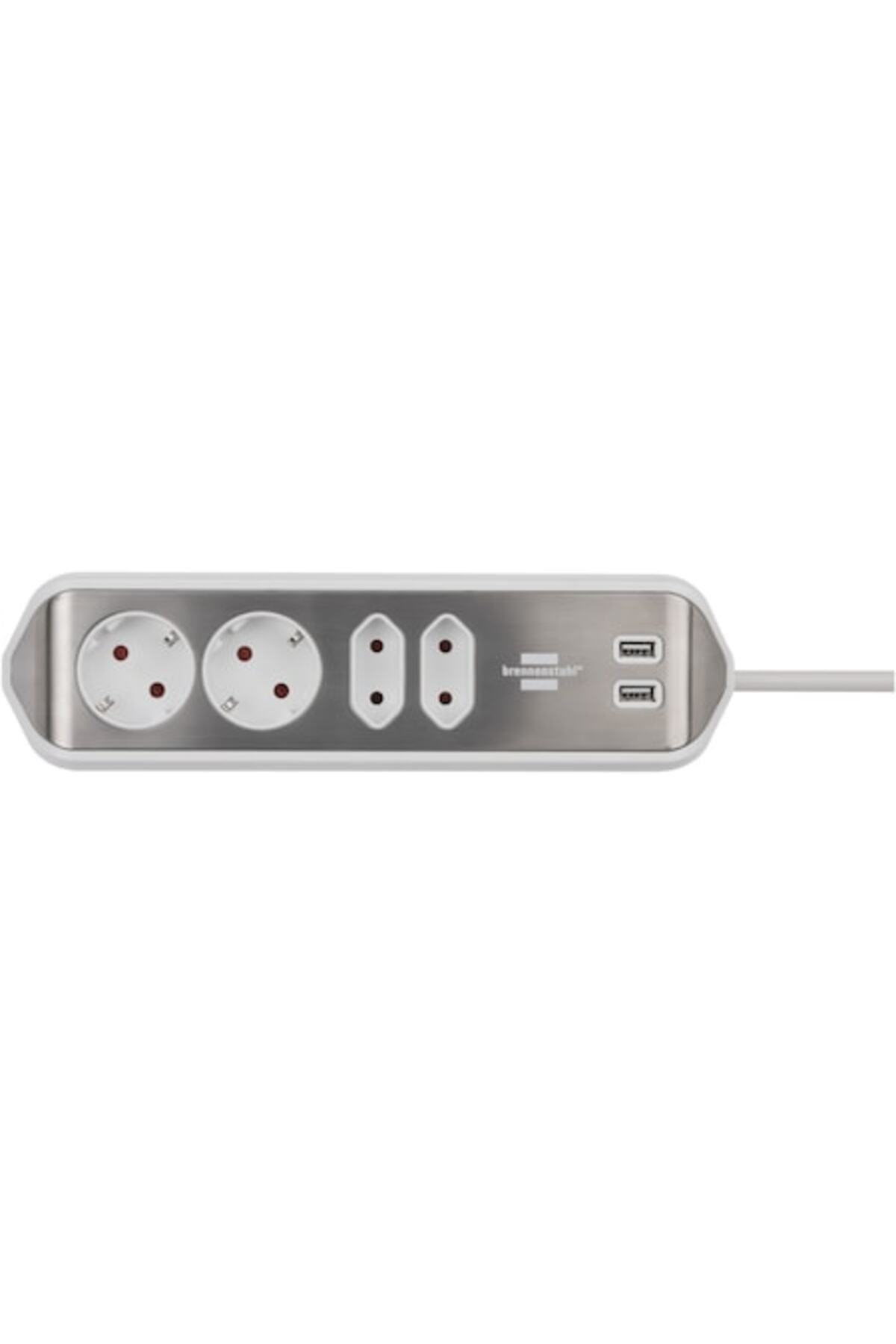 Brennenstuhl-Prelungitor de colț pentru perete Estilo, 4 prize, 2xUSB 3.1 A, H05VV-F 3G1.5, 2m, Argintiu/Alb 1