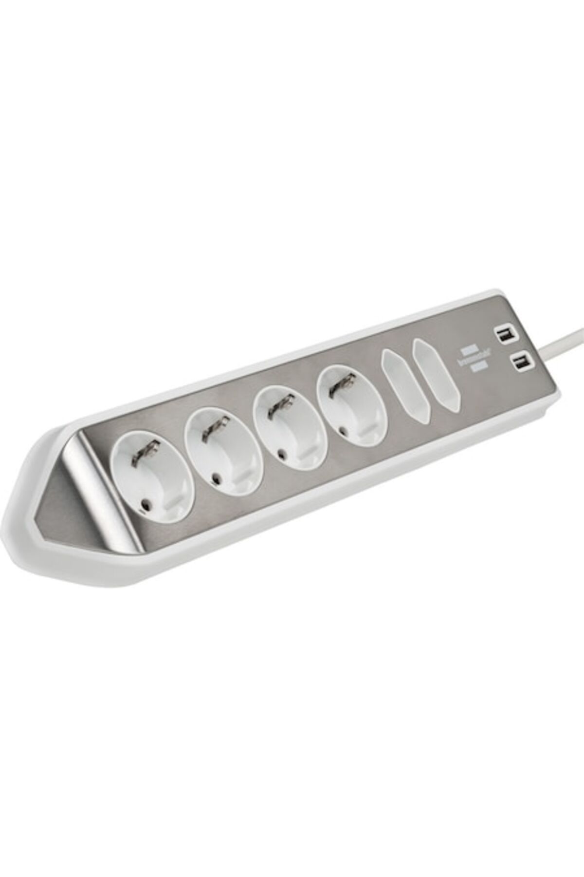 Brennenstuhl-Prelungitor de perete/colț Estilo, 6 prize, 2xUSB, 3.1 A, cablu H05VV-F 3G1.5, 2m, argintiu 1
