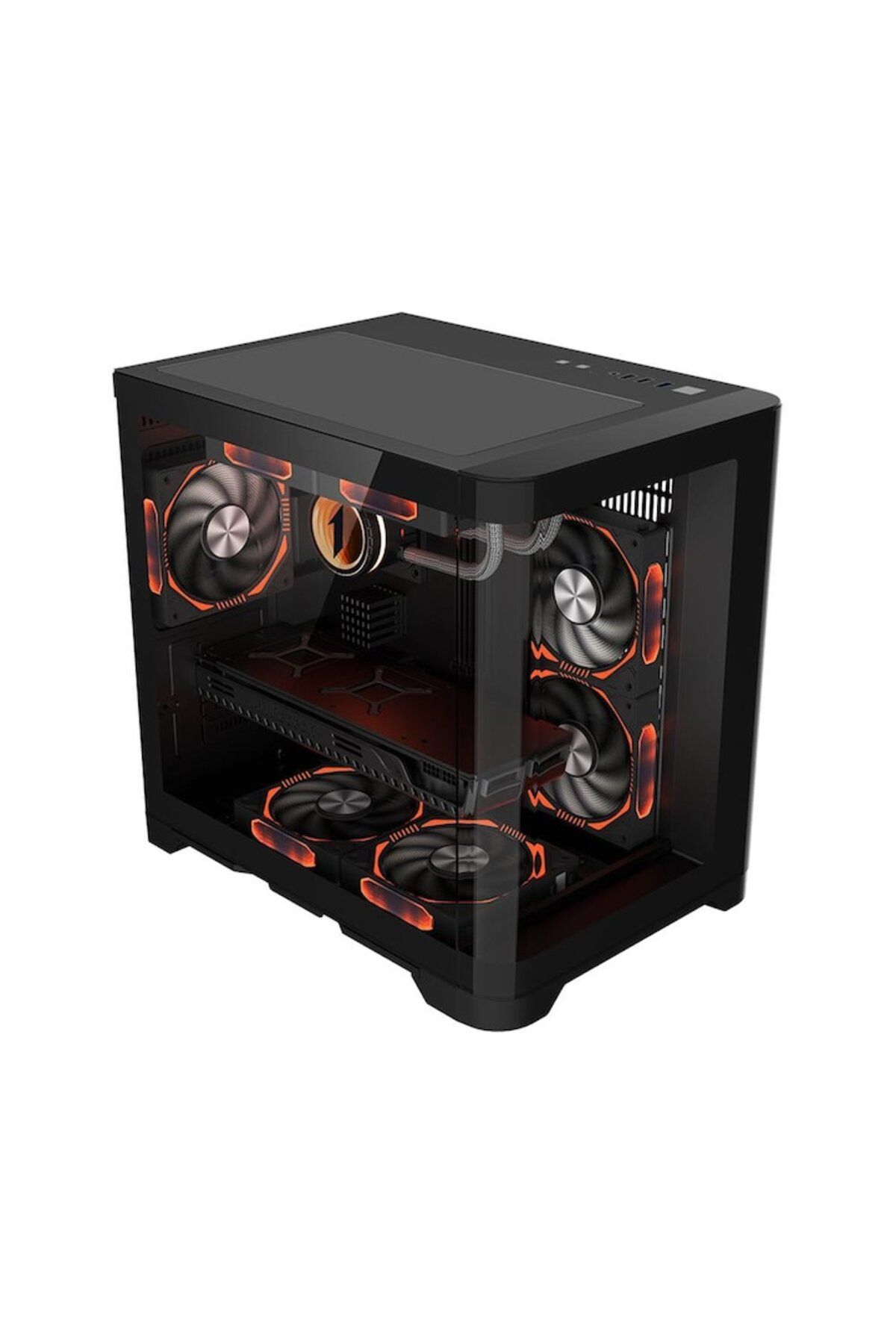 1ST PLAYER-Carcasa 1stPlayer® gaming UV5-bk, Micro-ATX, 5 ventilatoare aRGB, telecomanda, Cube Tower, negru 3
