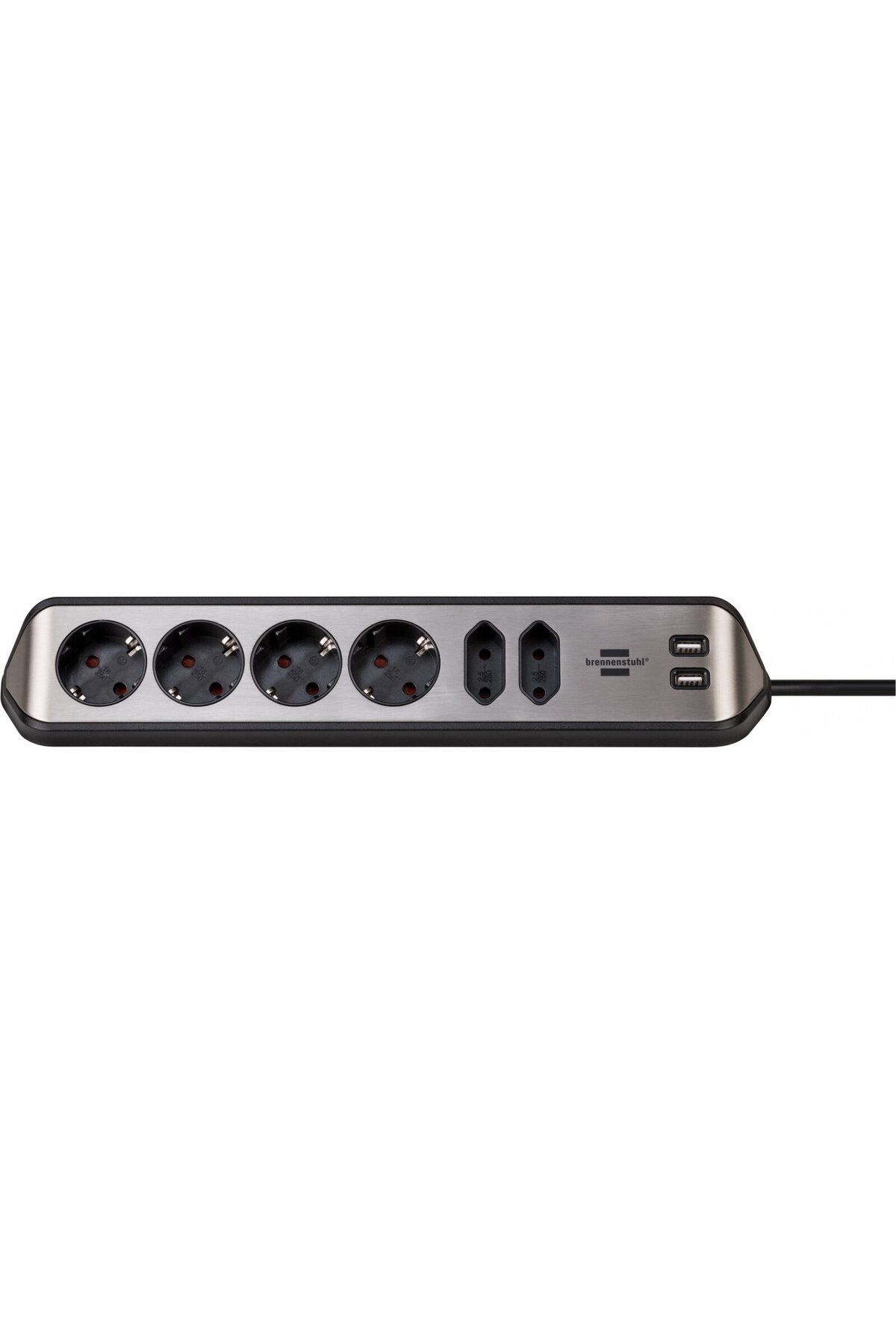 Brennenstuhl-Prelungitor pentru perete/colt Estilo, 6 prize, 2xUSB, 3.1 A, cablu H05VV-F 3G1.5, 2m, 4
