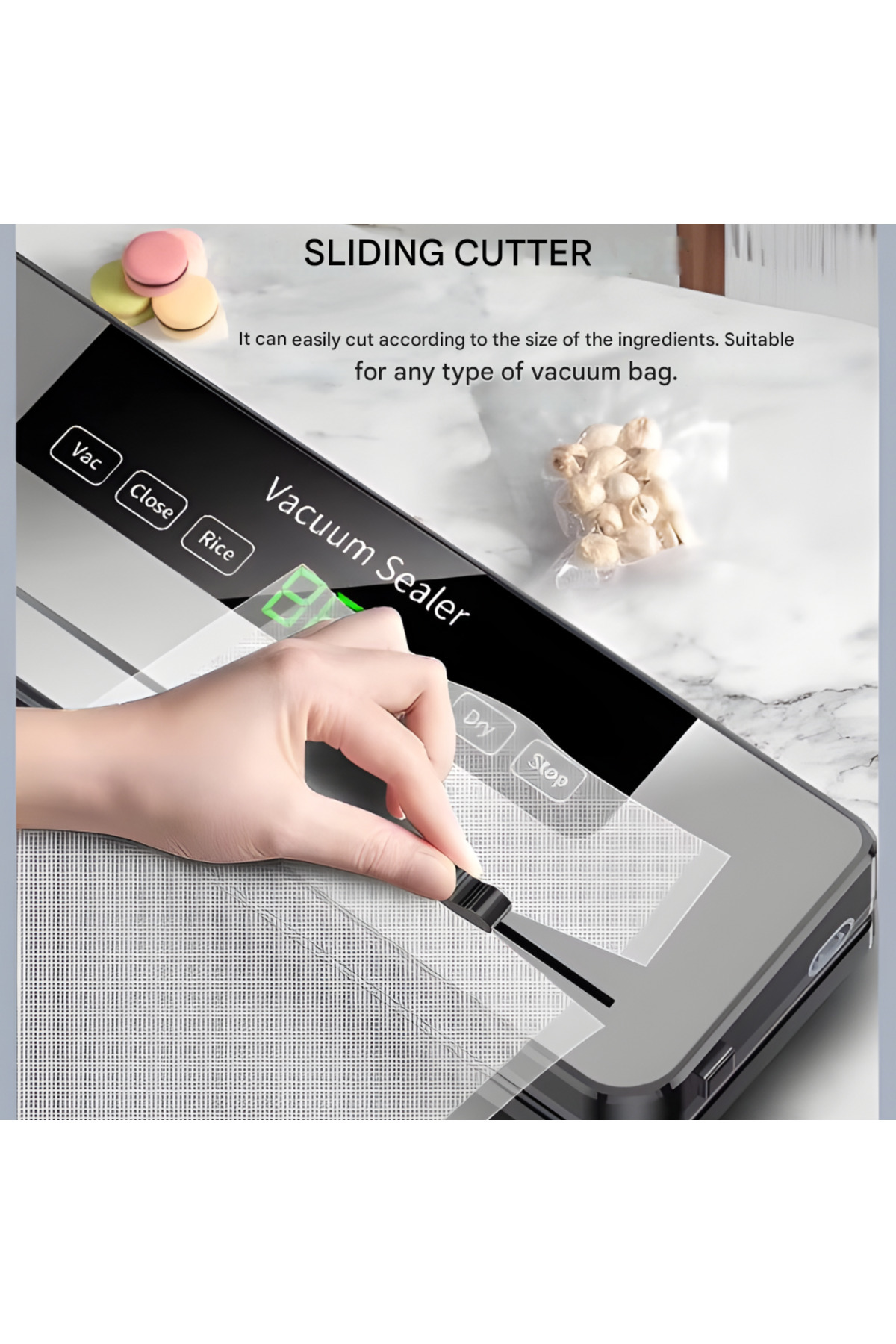 AYCB-™ Professional Food Vacuum Sealer, LED Display, 6 Vacuum Modes, Dry and Wet Sealing Function 4