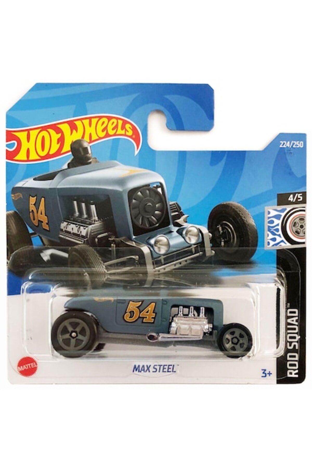 Masinuta Metalica Hot Wheels, Max Steel Hot Rod, Bleumarin, 1:64