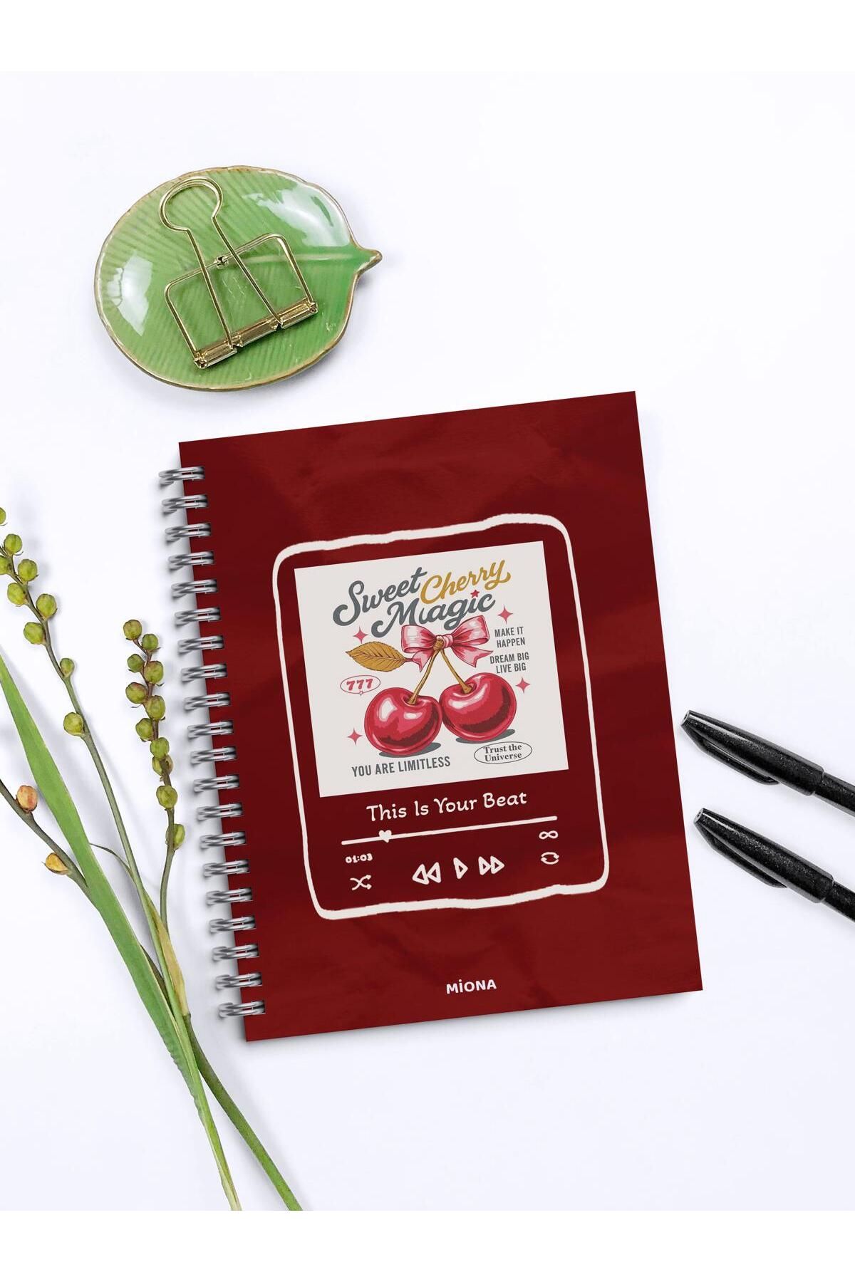 Miona-A5 Spiral School Notebook 120 Sheets Set of 4 Red Themed 2 Lined - 2 Checkered Notebook, Notebook 3