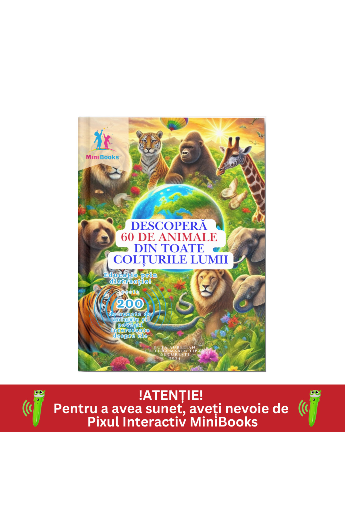 minibooks Carte interactiva cu sunete - Descoperă 60 de Animale din Toate Col...