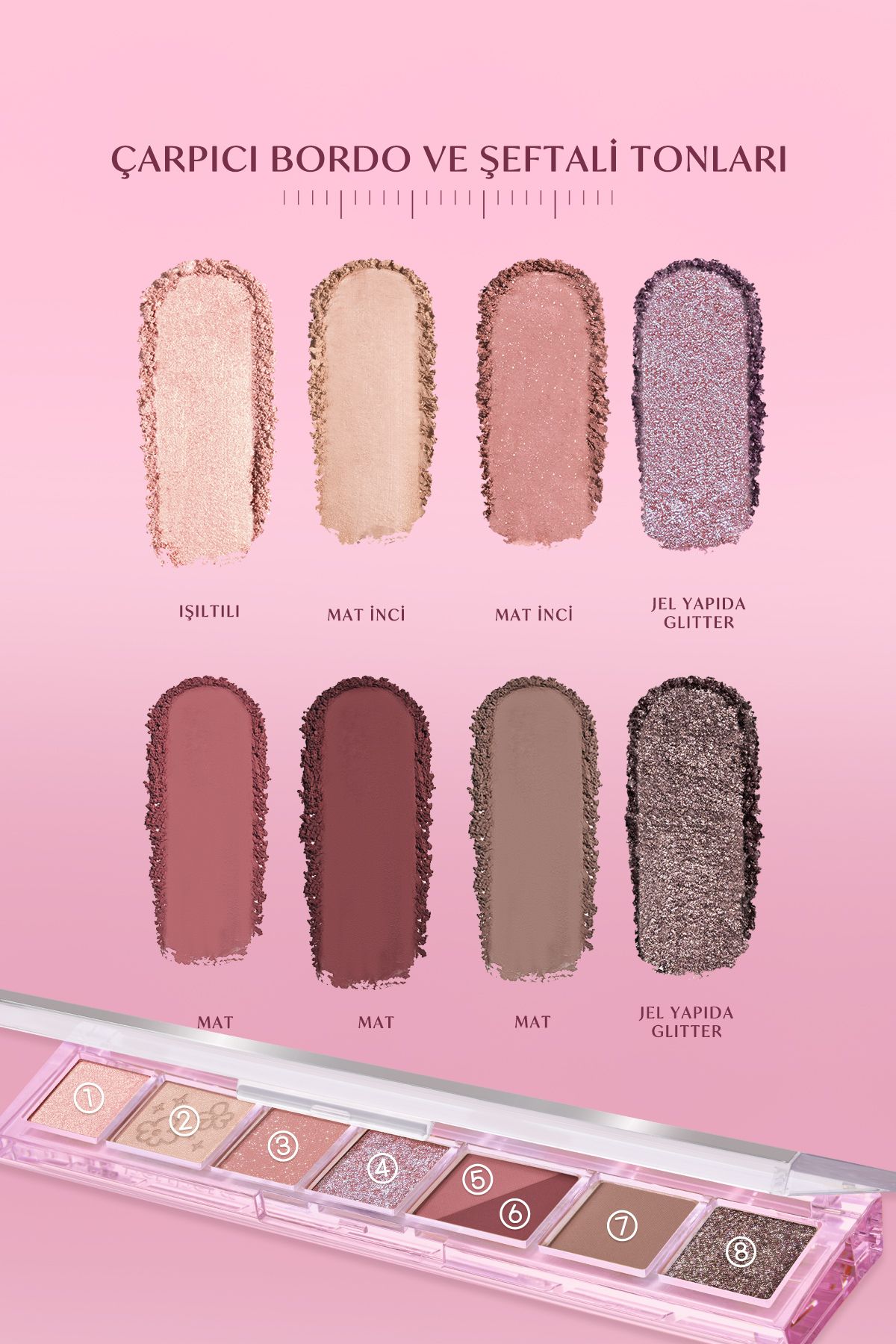 PERIPERA-Matte, Shimmer, Glitter Intense Pigmented Shadow Palette All Take Mood Palette 008 Burgundy but with 2