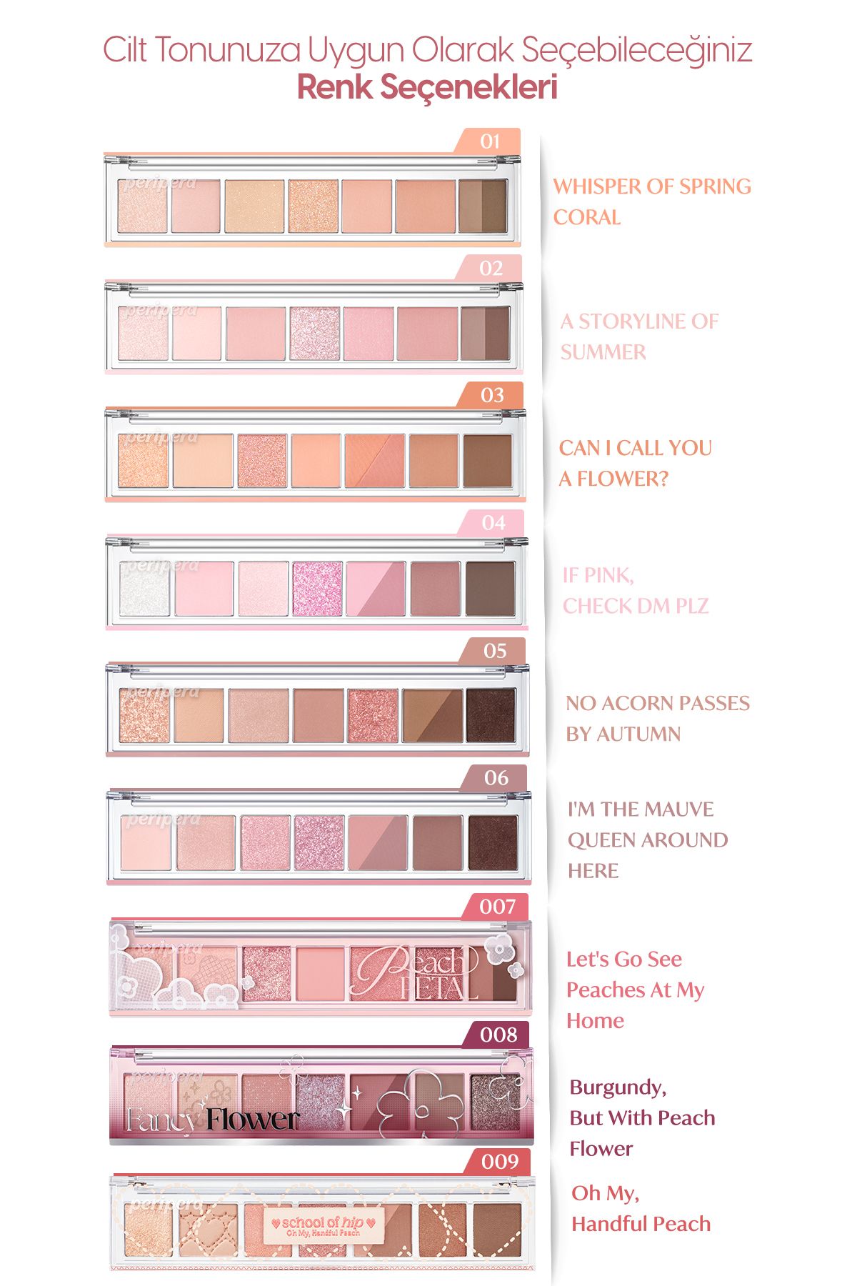 PERIPERA-Matte, Shimmer, Glitter Intense Pigmented Shadow Palette All Take Mood Palette 007 Lets Go See Peach 5