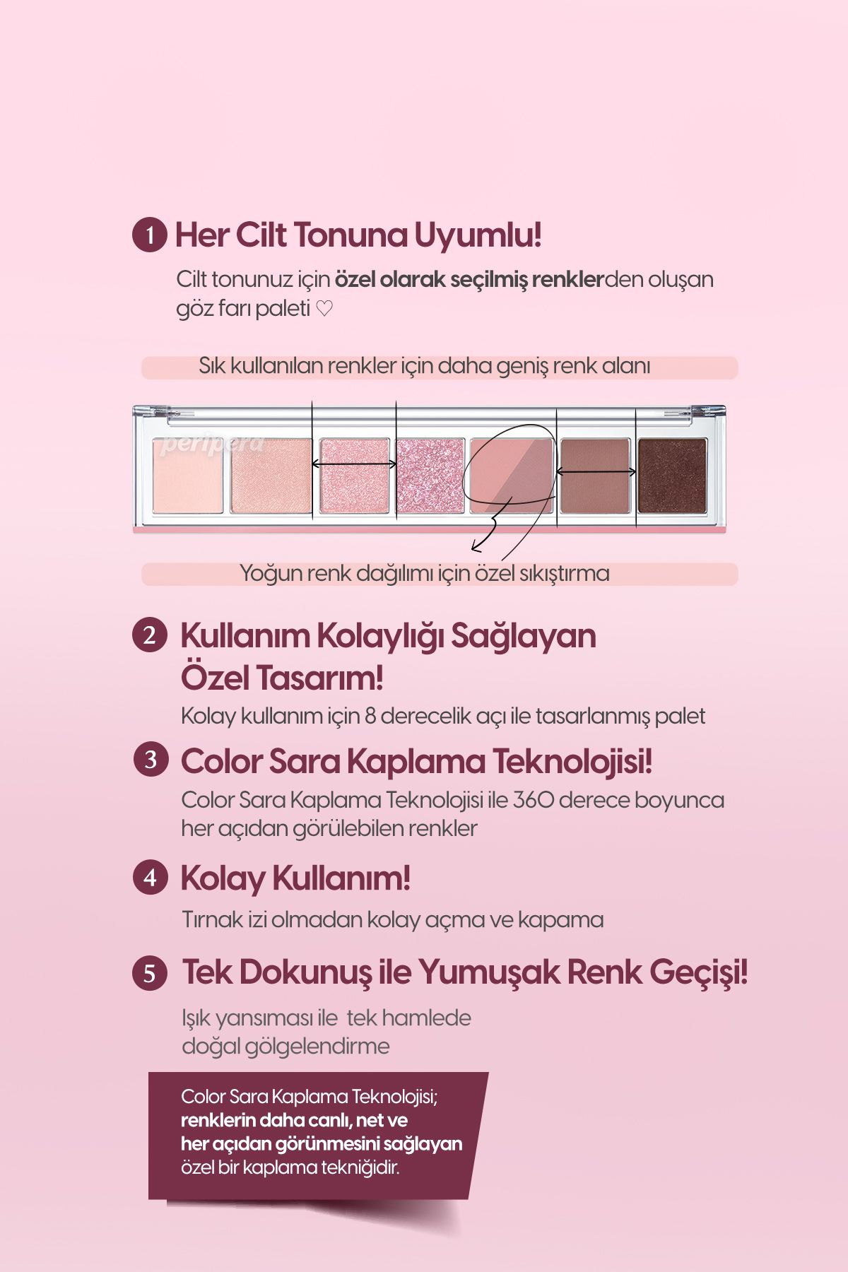 PERIPERA-Matte, Shimmer, Glitter Intense Pigmented Shadow Palette All Take Mood Palette 008 Burgundy but with 6