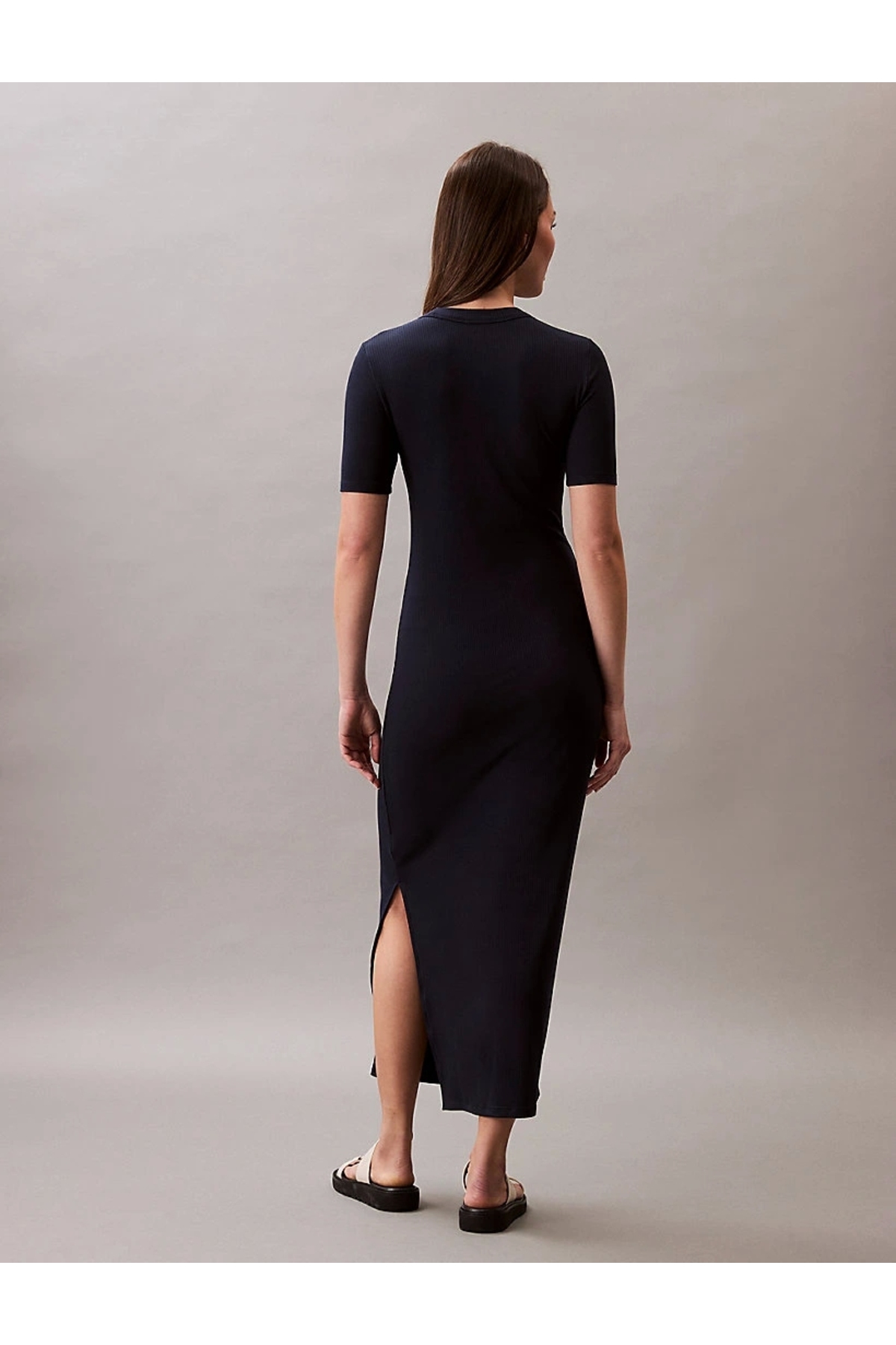 Calvin Klein  Rib Kadın Mavi Elbise LV044C902G-CEF - Görsel 5