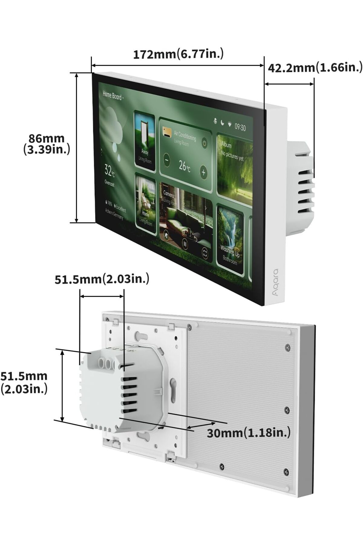 Aqara-Panel Hub S1 Plus Smart Control Panel, 6.9-Inch Touchscreen, Matter Bridge and Zigbee 3.0 Hub, 3