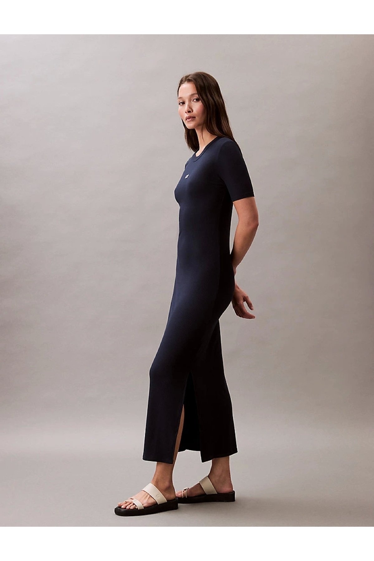 Calvin Klein  Rib Kadın Mavi Elbise LV044C902G-CEF - Görsel 2