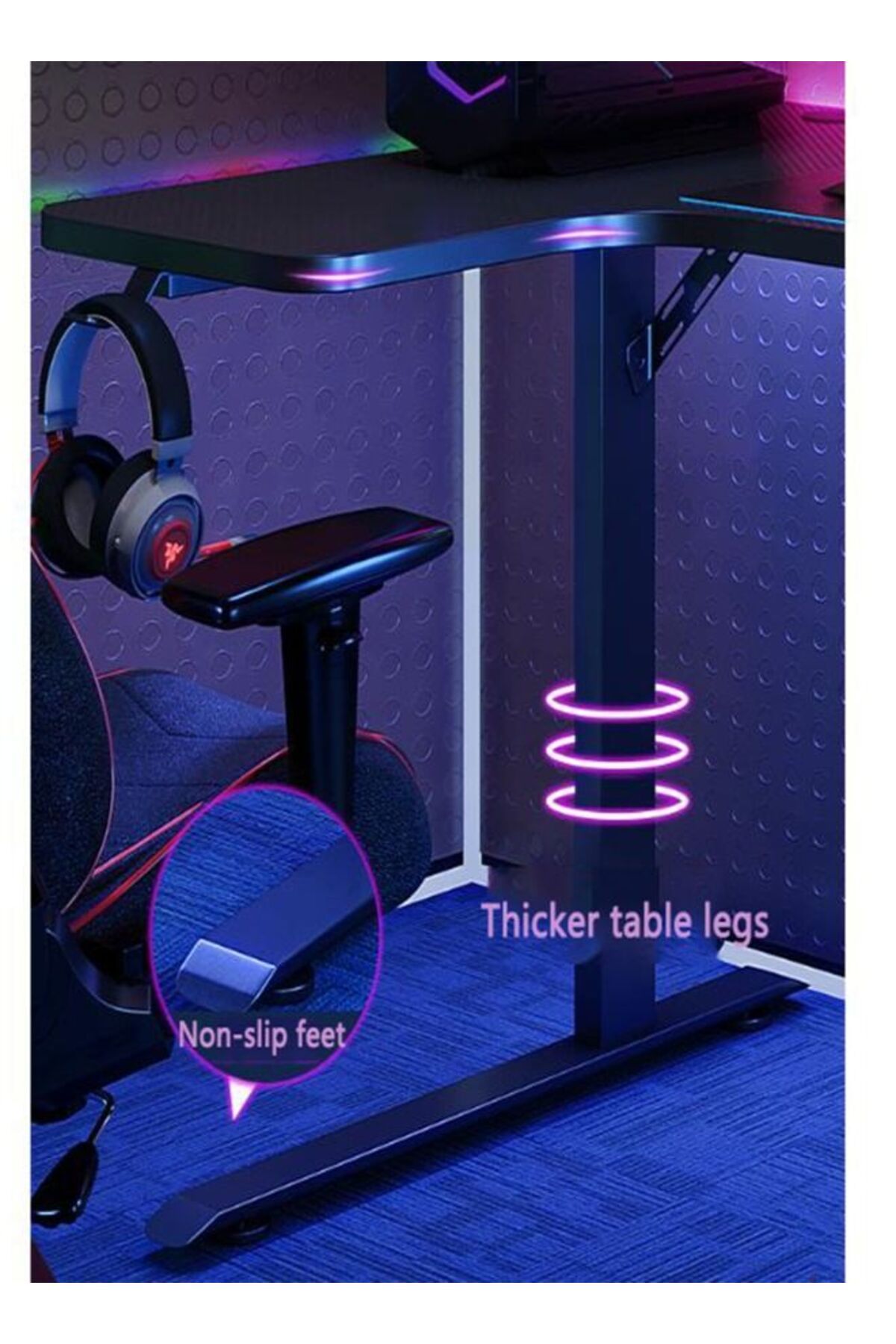 COOYA-Carbon RGB Corner Gaming Desk,Home Office Table,Desktop Desk L-Shaped Gaming Computer Desk,Black 7