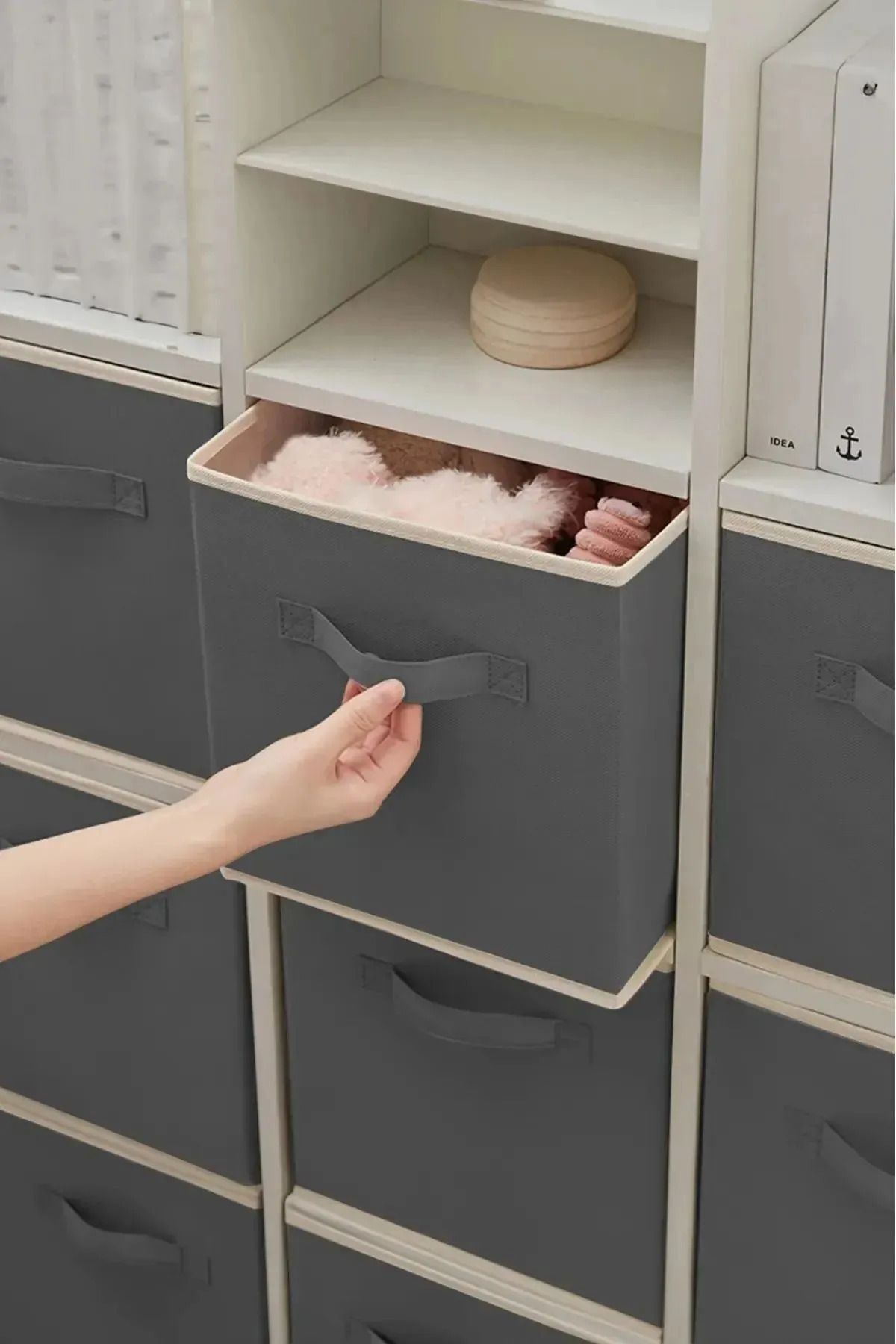 Pazar Kapısı-3 Pieces Anthracite Shelf Organizer Organizer Box Multi-Purpose Storage Box 2