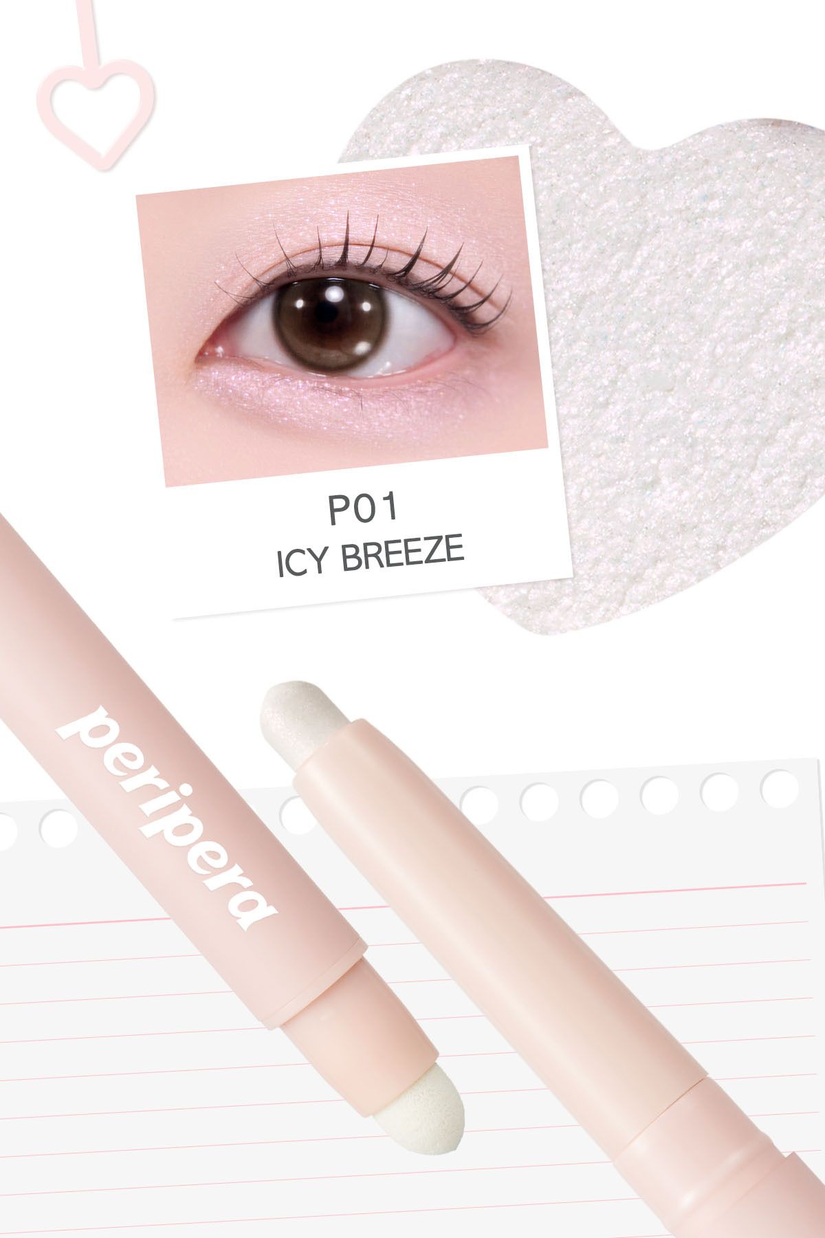 PERIPERA-Easily Applied Pen Eyeshadow Mood in Shade Eye Stick Without Clumping (P01 Icy Breeze) 2
